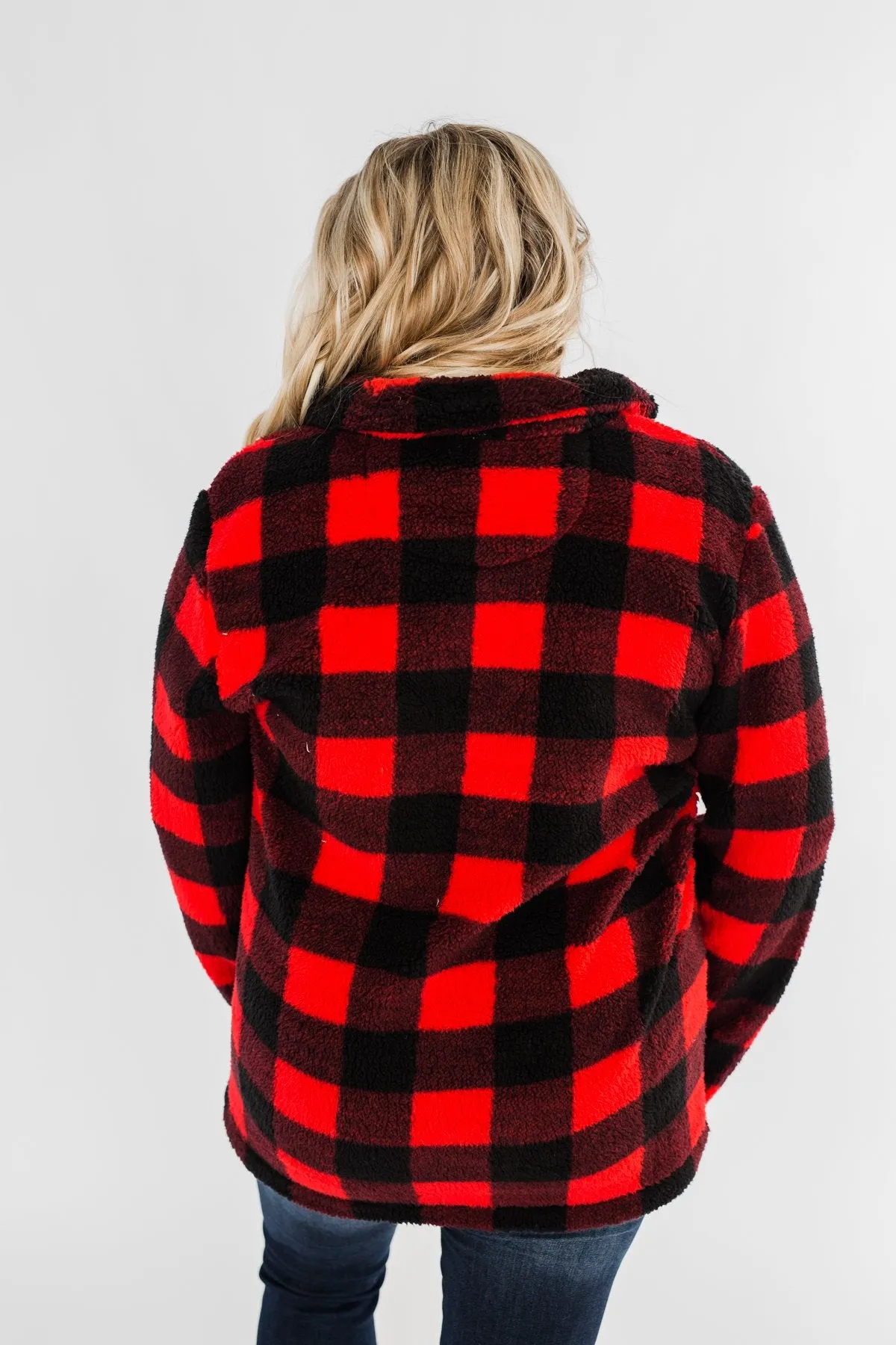 1/4 Zip Sherpa Pullover- Buffalo Plaid