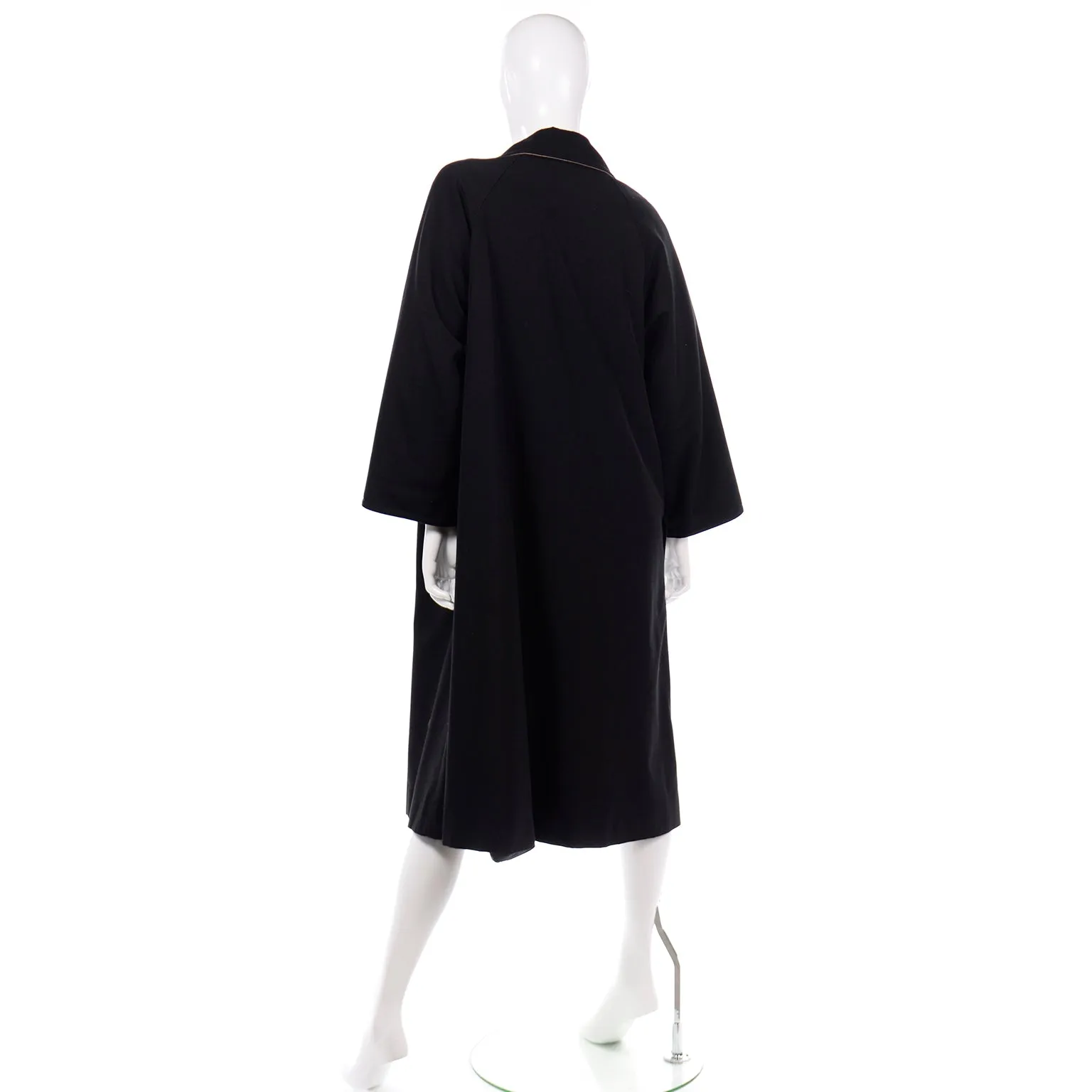 1970s Vintage Bonnie Cashin Black Coat All Weather Raincoat w Cashmere Lining