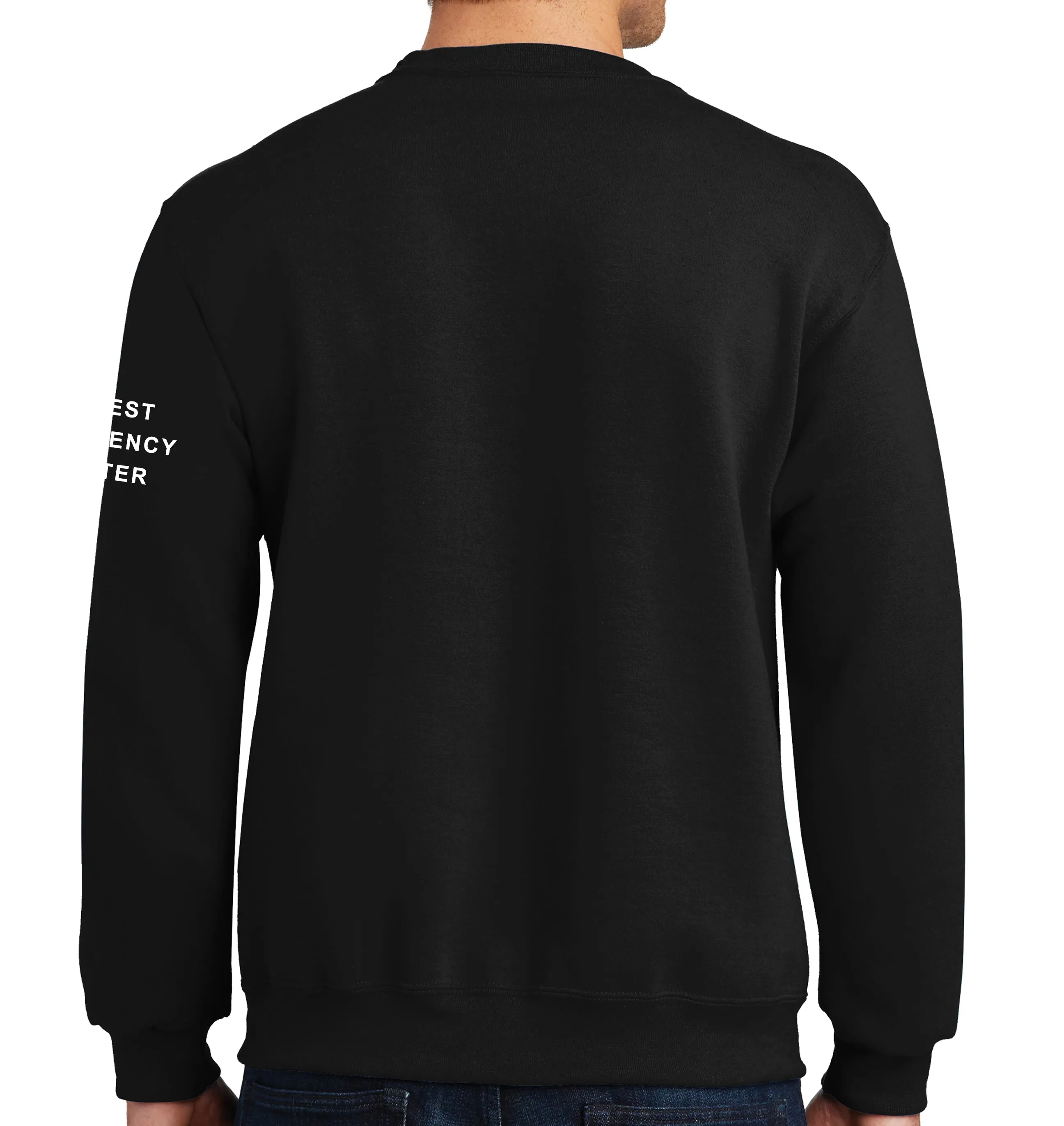 50-50 Blend Crewneck Unisex Sweatshirt. Plain Back