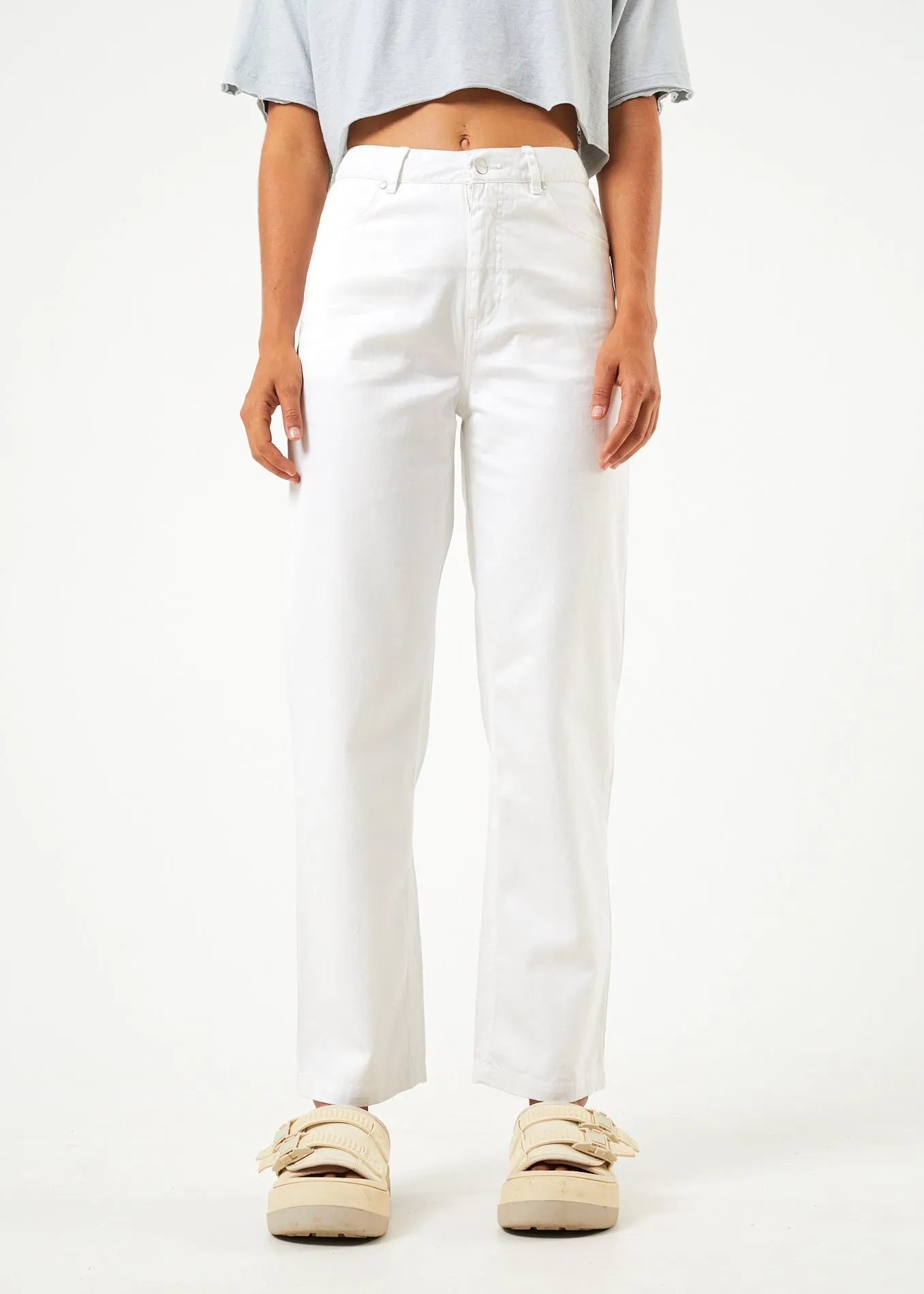 Afends Womens Shelby - Hemp Wide Leg Pants - White