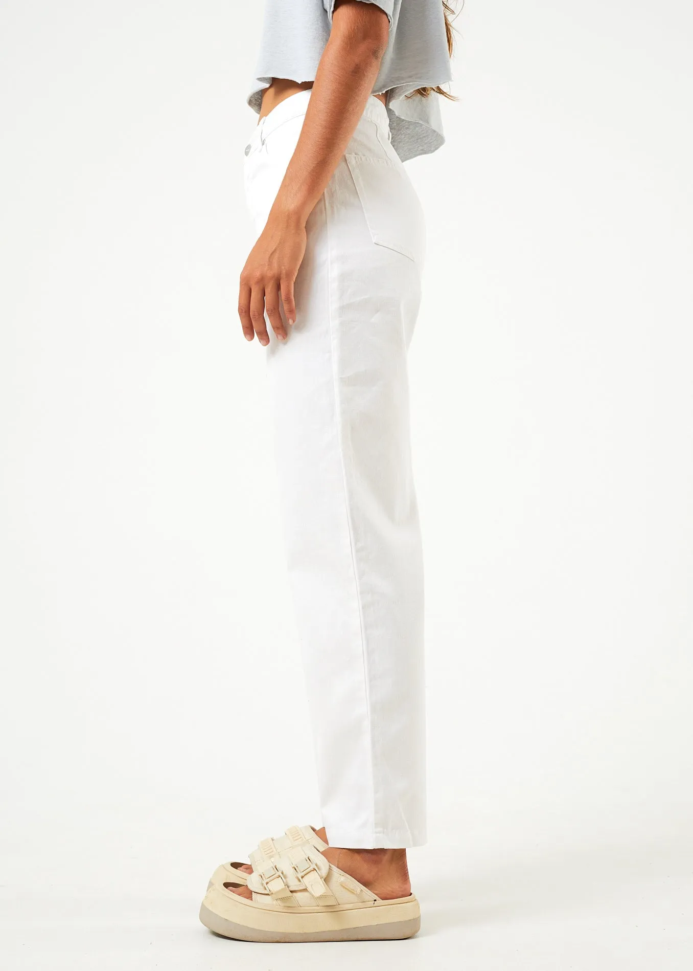 Afends Womens Shelby - Hemp Wide Leg Pants - White