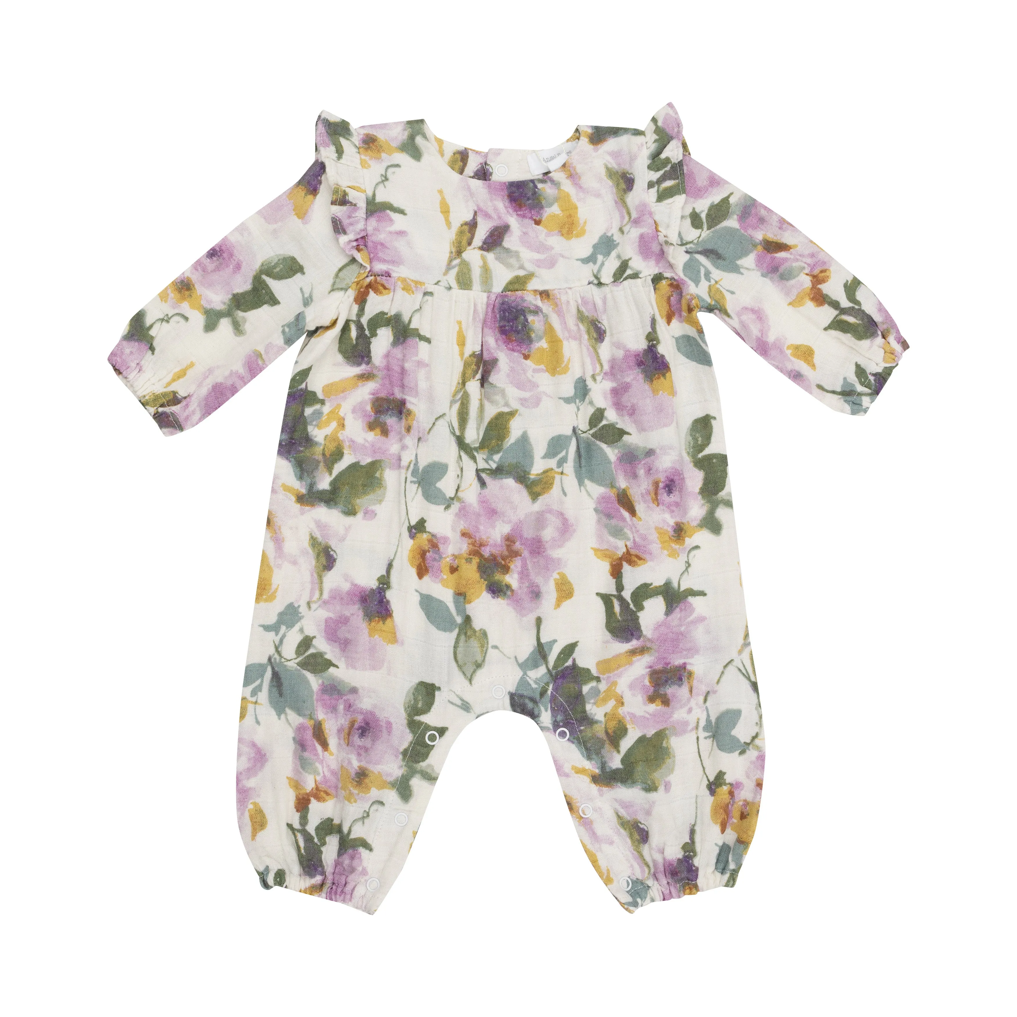 Angel Dear Watercolor Rose Ruffle Sleeve Romper