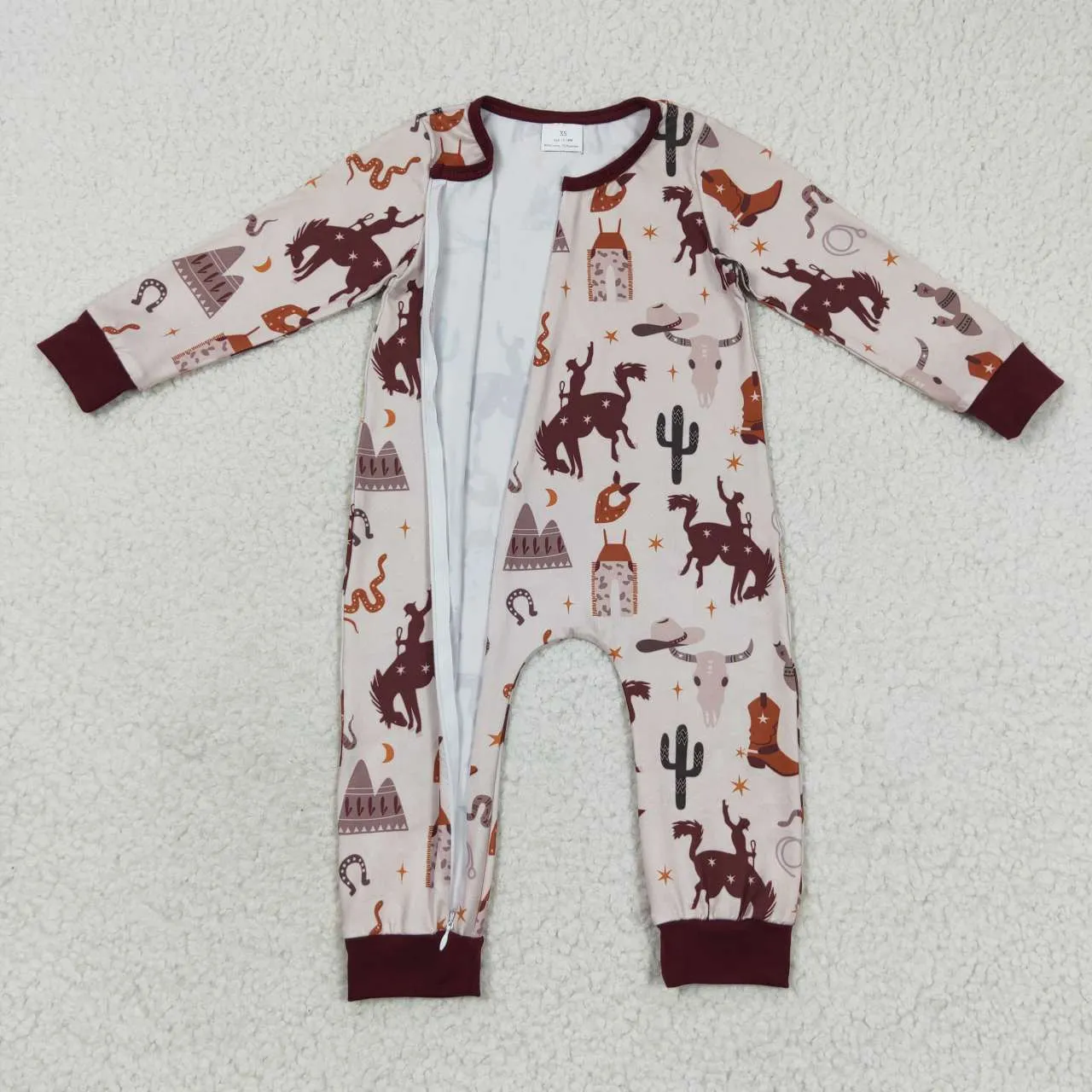 baby wild west zipper onesie LR0344