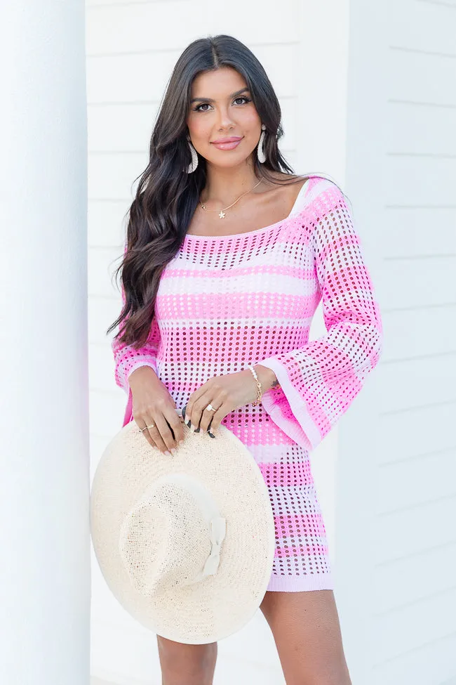 Bayside Bash Striped Open Knit Dress