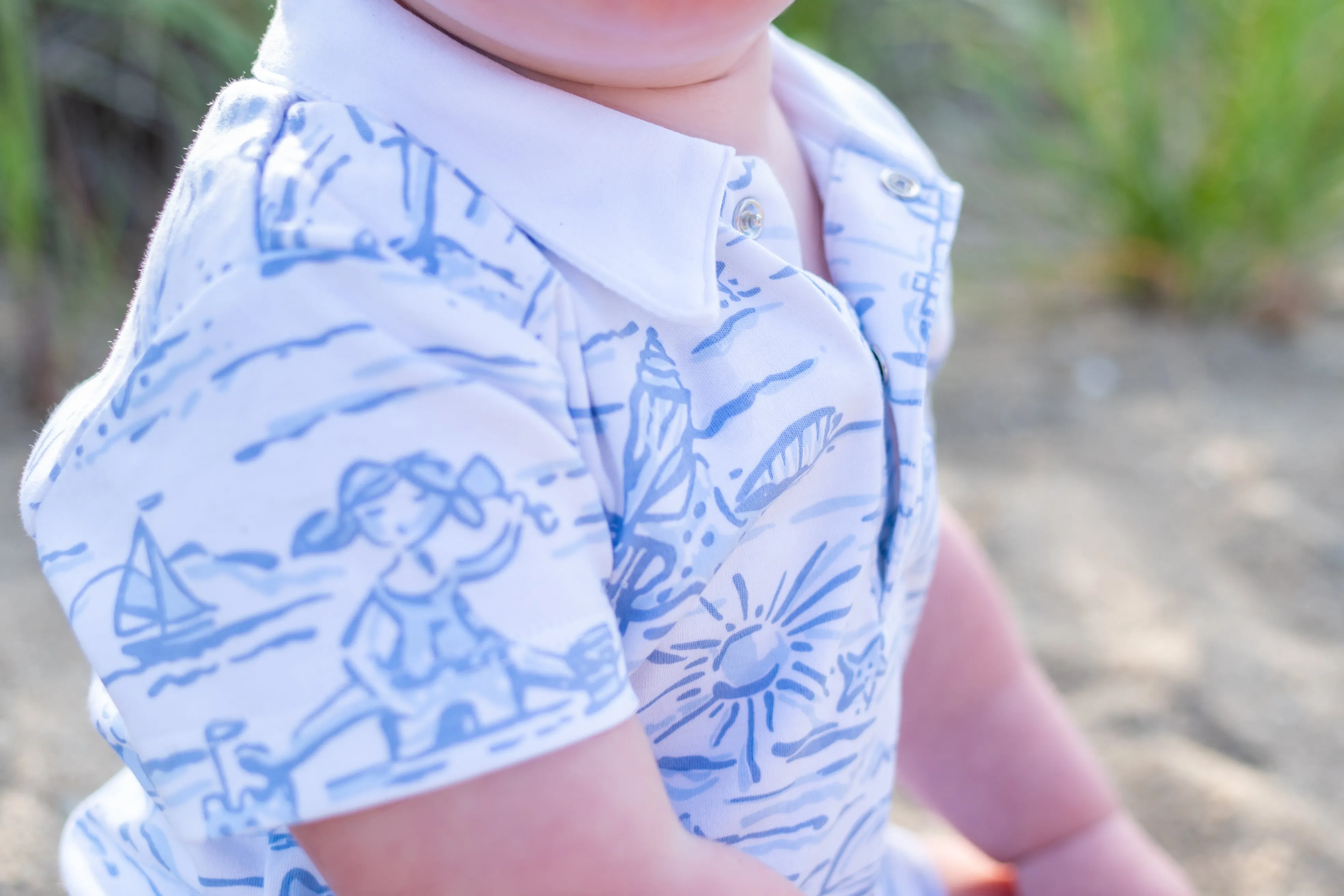 Beach Days Toile Boys Romper