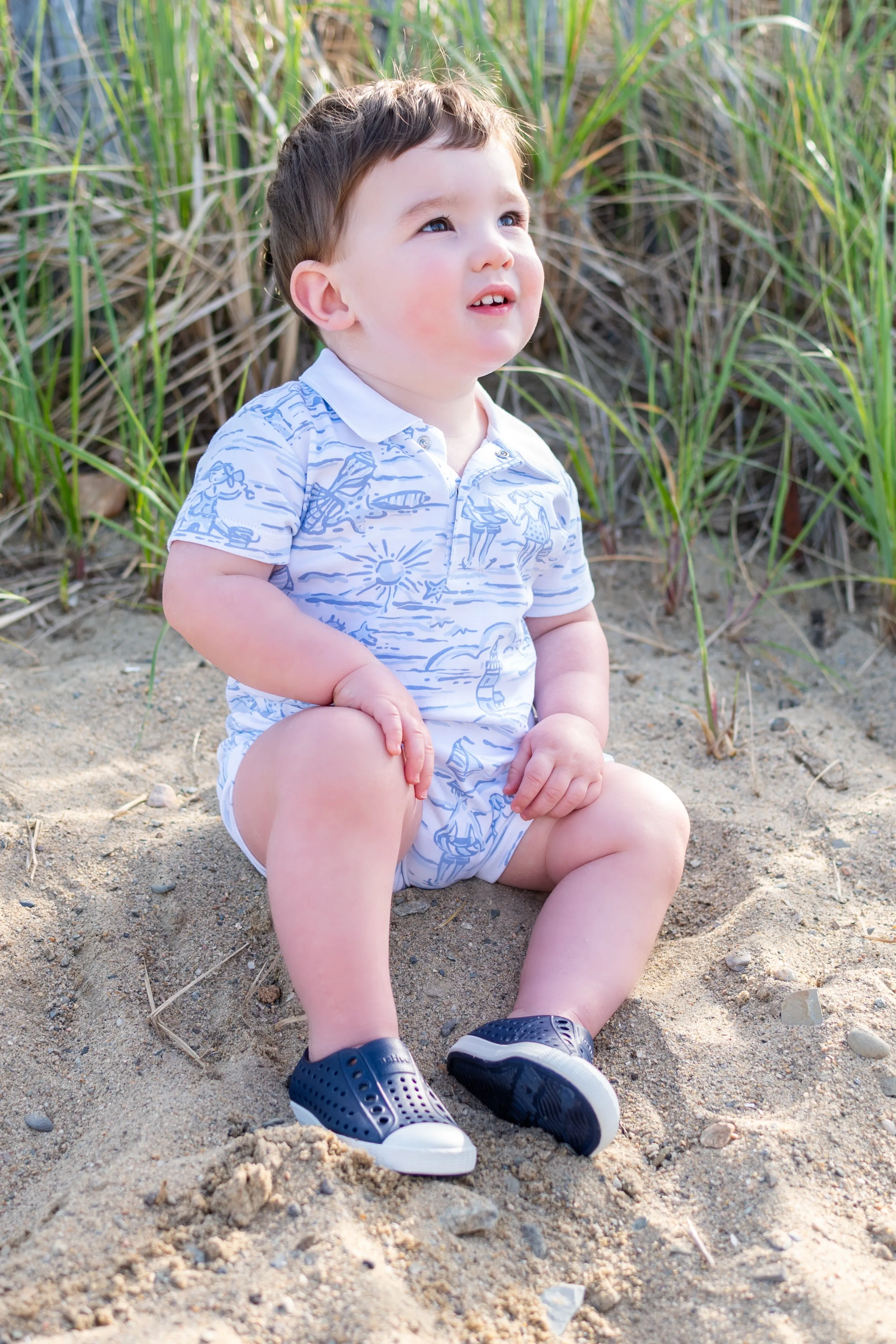 Beach Days Toile Boys Romper