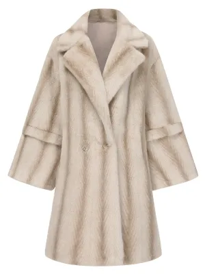 Beige 1950s Faux Fur Lapel Plush Coat