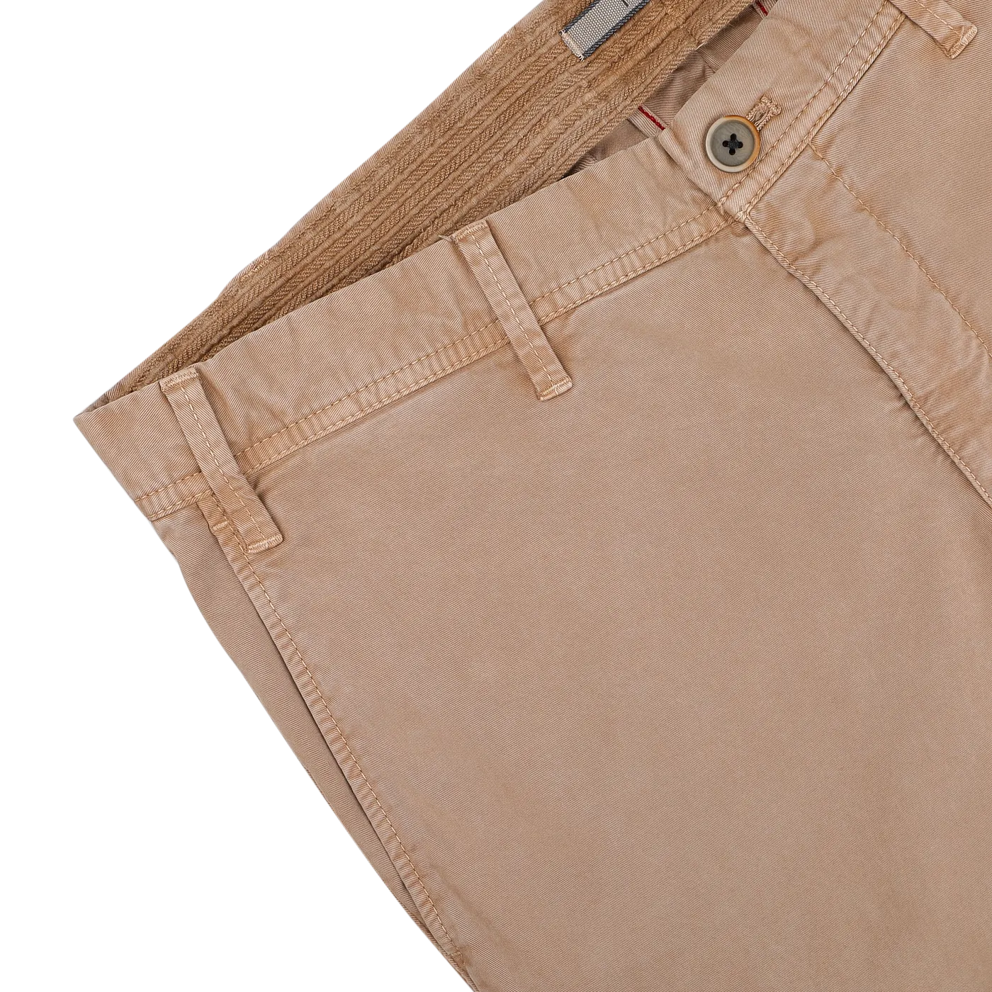 Beige Washed Cotton Gabardine Slim Chinos