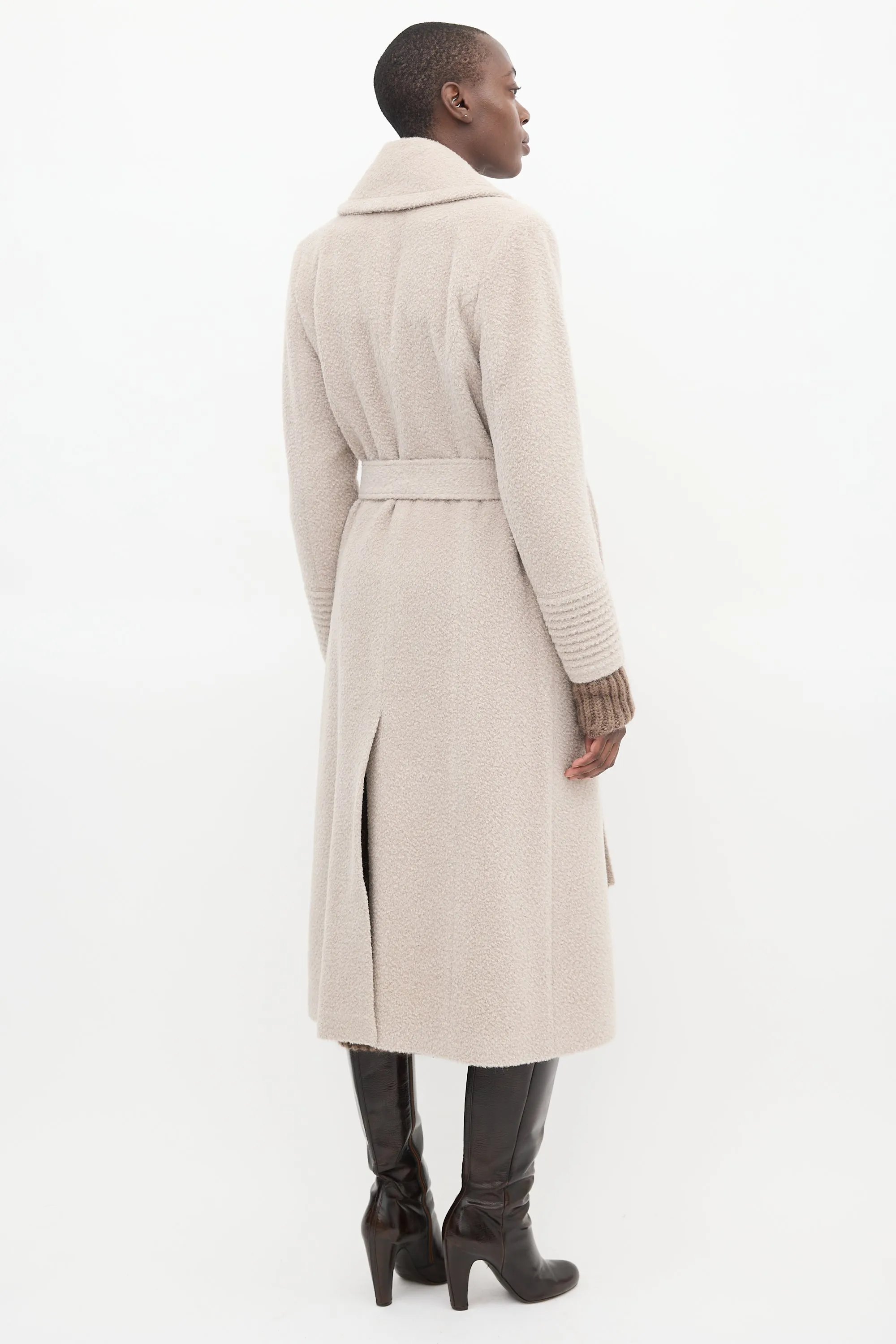 Beige Wool Wrap Coat