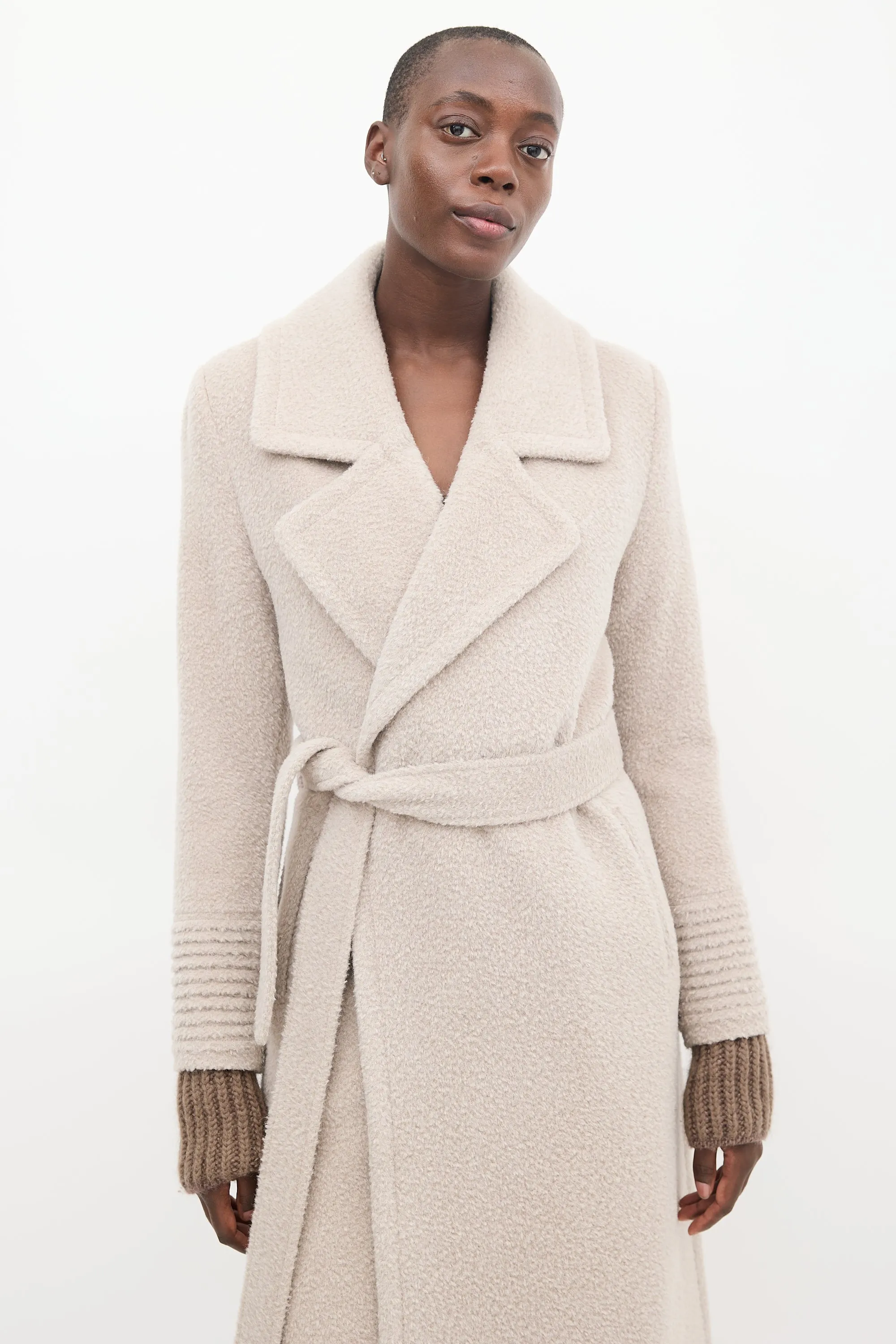 Beige Wool Wrap Coat