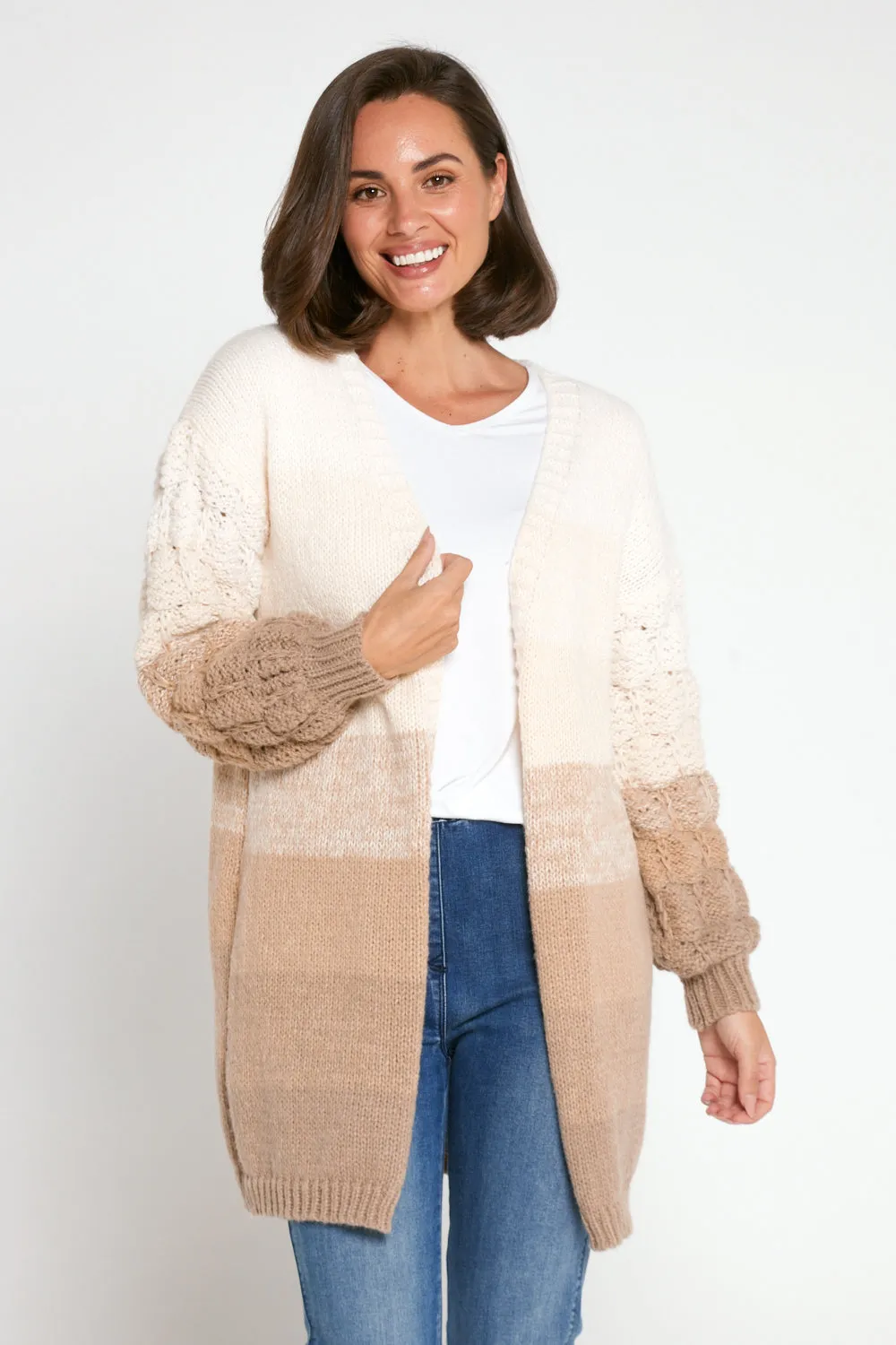 Benita Knit Cardi - Latte Ombre