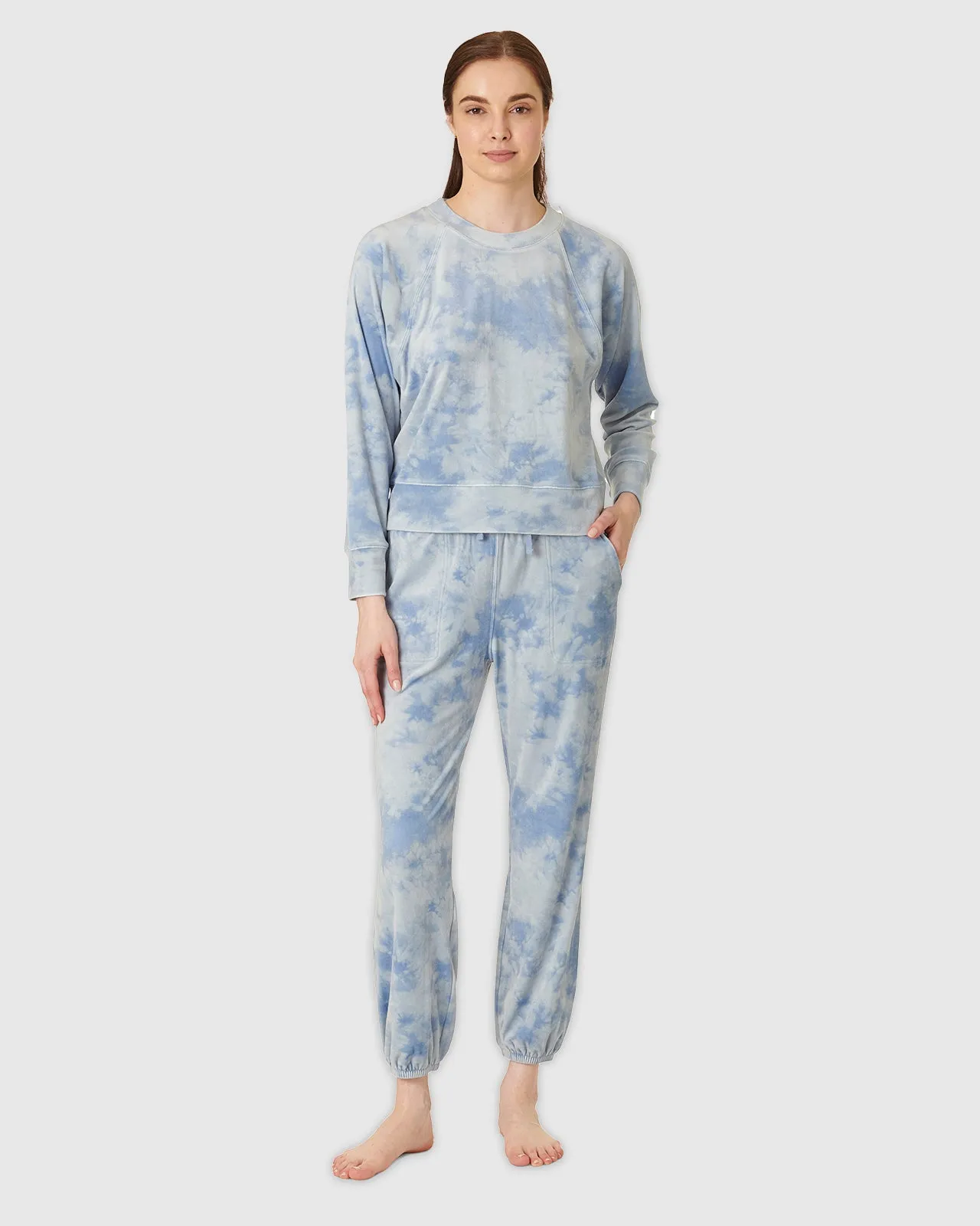 Blue Tie Dye Lush Velvet PJ Set