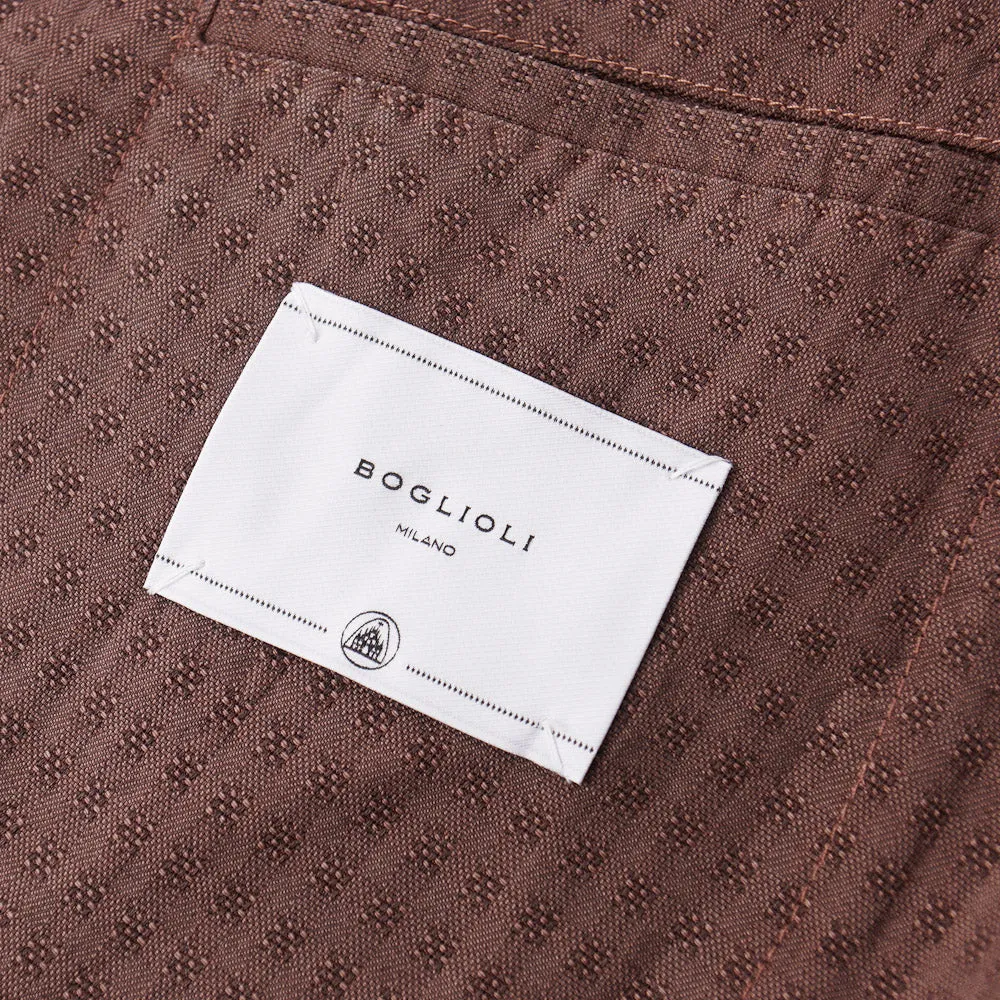 Boglioli Wool Sport Coat in Brick Red Jacquard