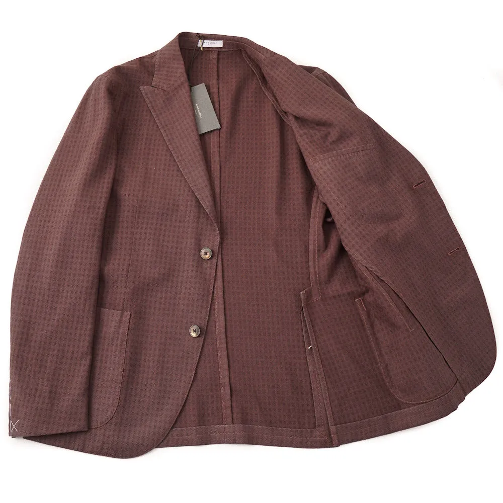 Boglioli Wool Sport Coat in Brick Red Jacquard