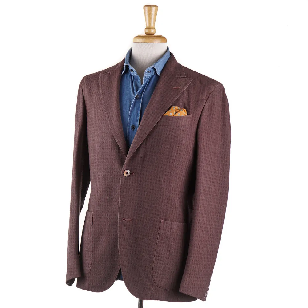 Boglioli Wool Sport Coat in Brick Red Jacquard