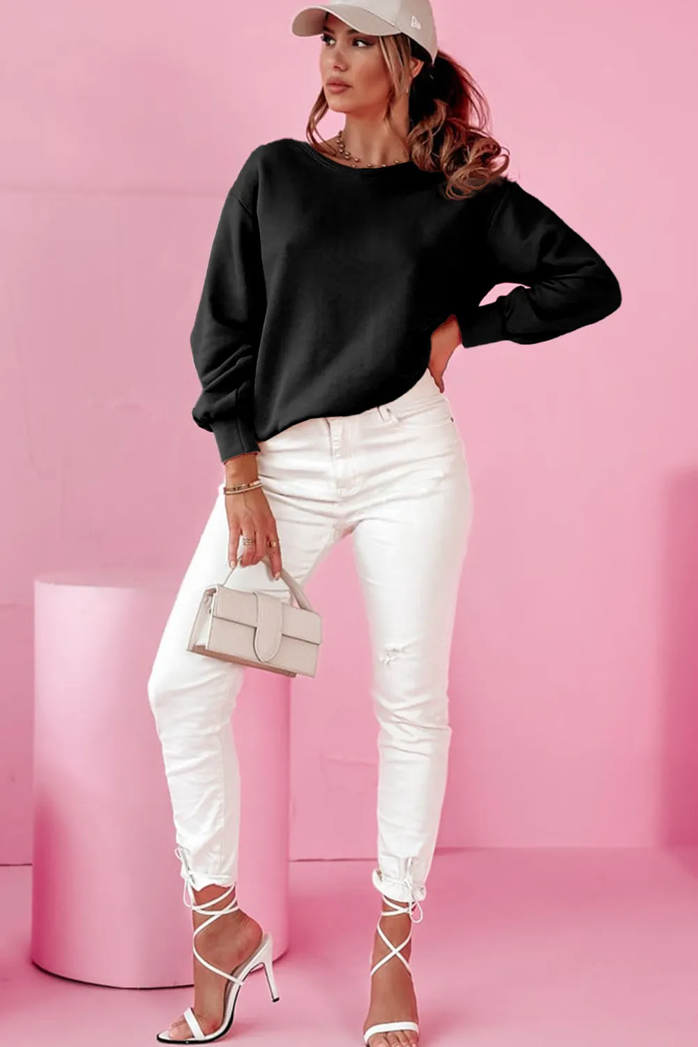 Bow Cutout Round Neck Long Sleeve Sweatshirt | Winter Fashion | Winter Sweater