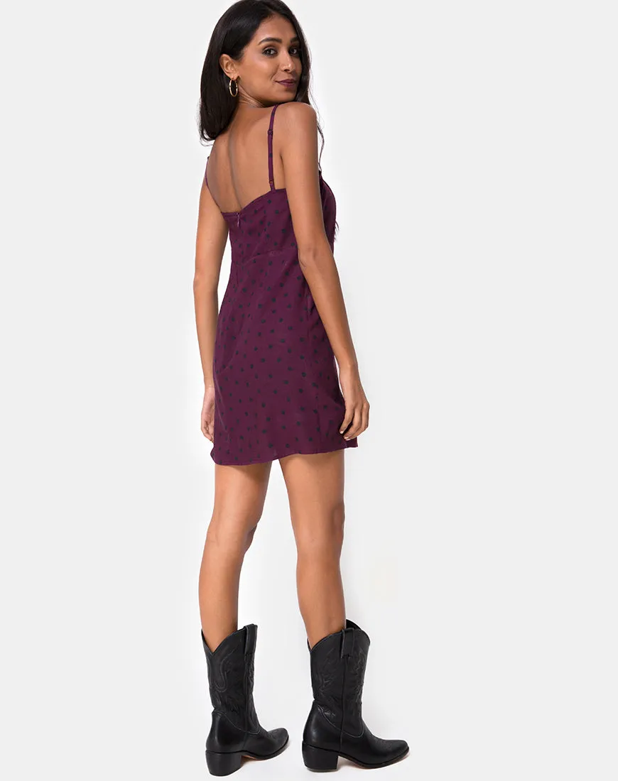 Boyasly Slip Dress in Skater Polka Wine