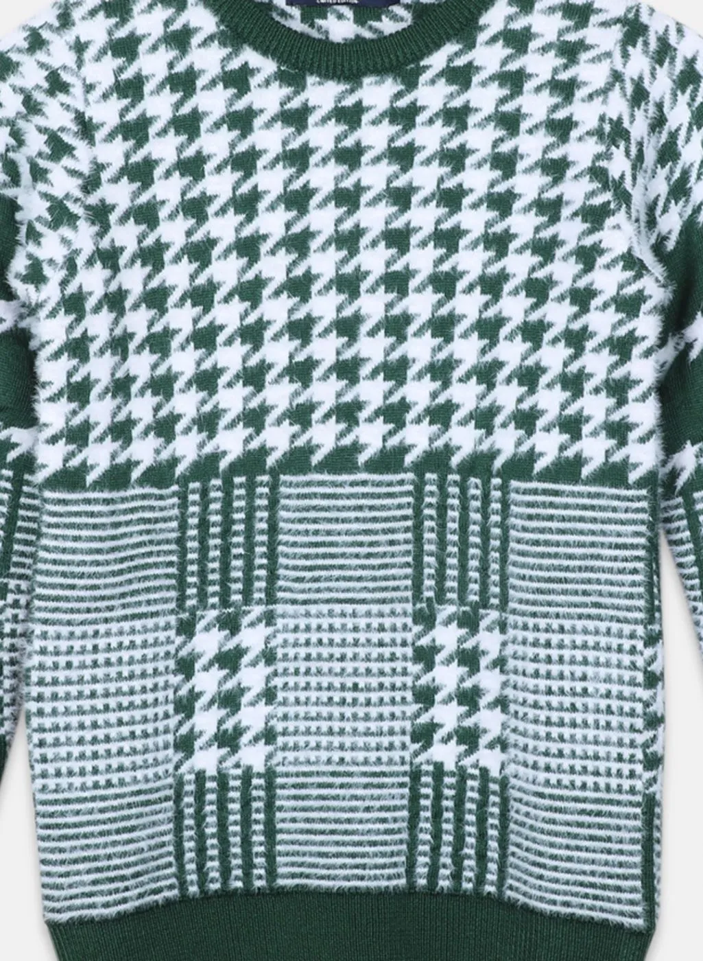 Boys Green Jaquard Pullover