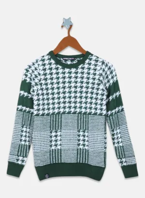 Boys Green Jaquard Pullover