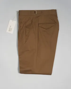 Briglia Pleated Cotton Chinos / Tobacco