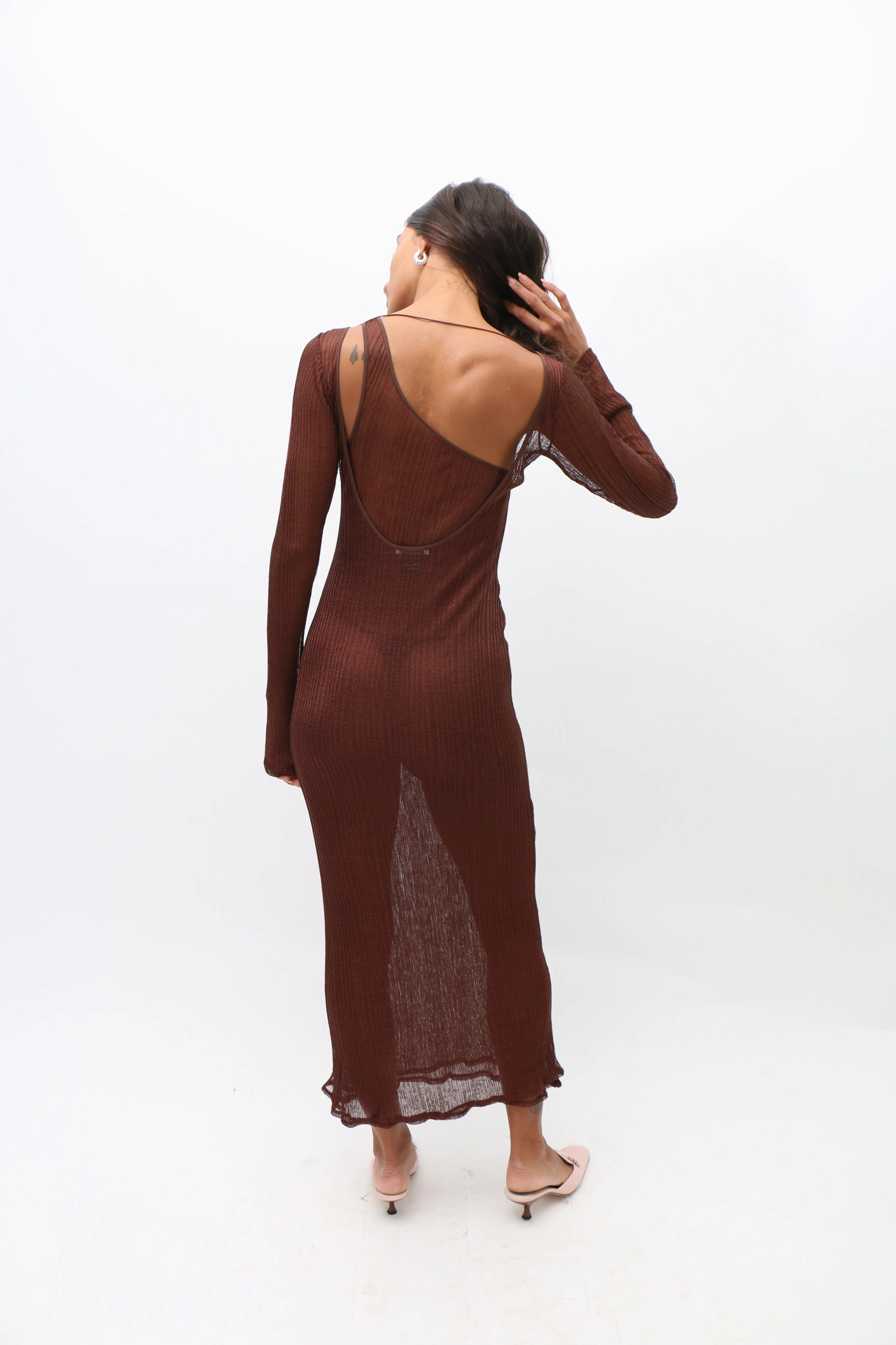 Bronze Double Layer Maxi Dress