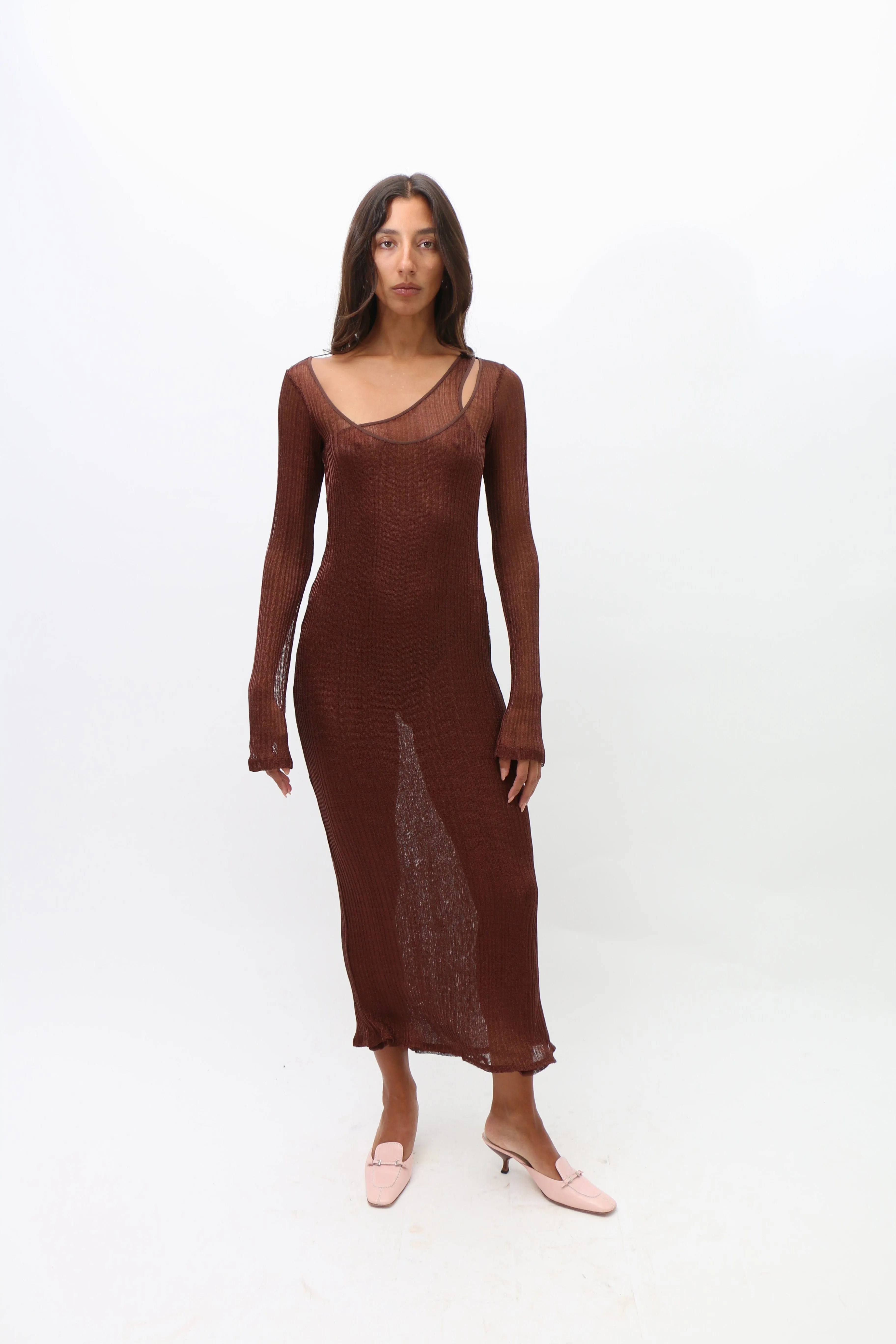 Bronze Double Layer Maxi Dress