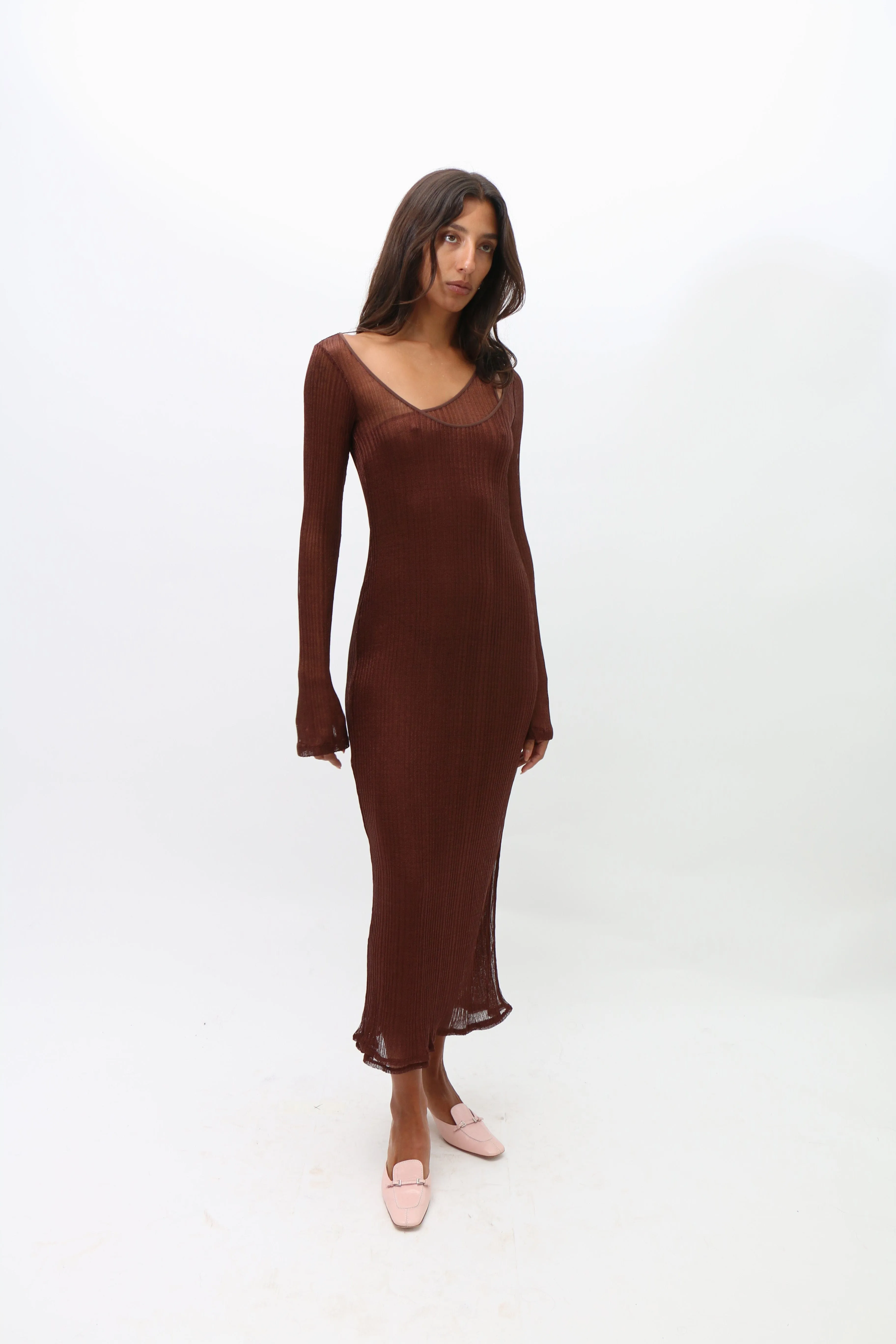 Bronze Double Layer Maxi Dress