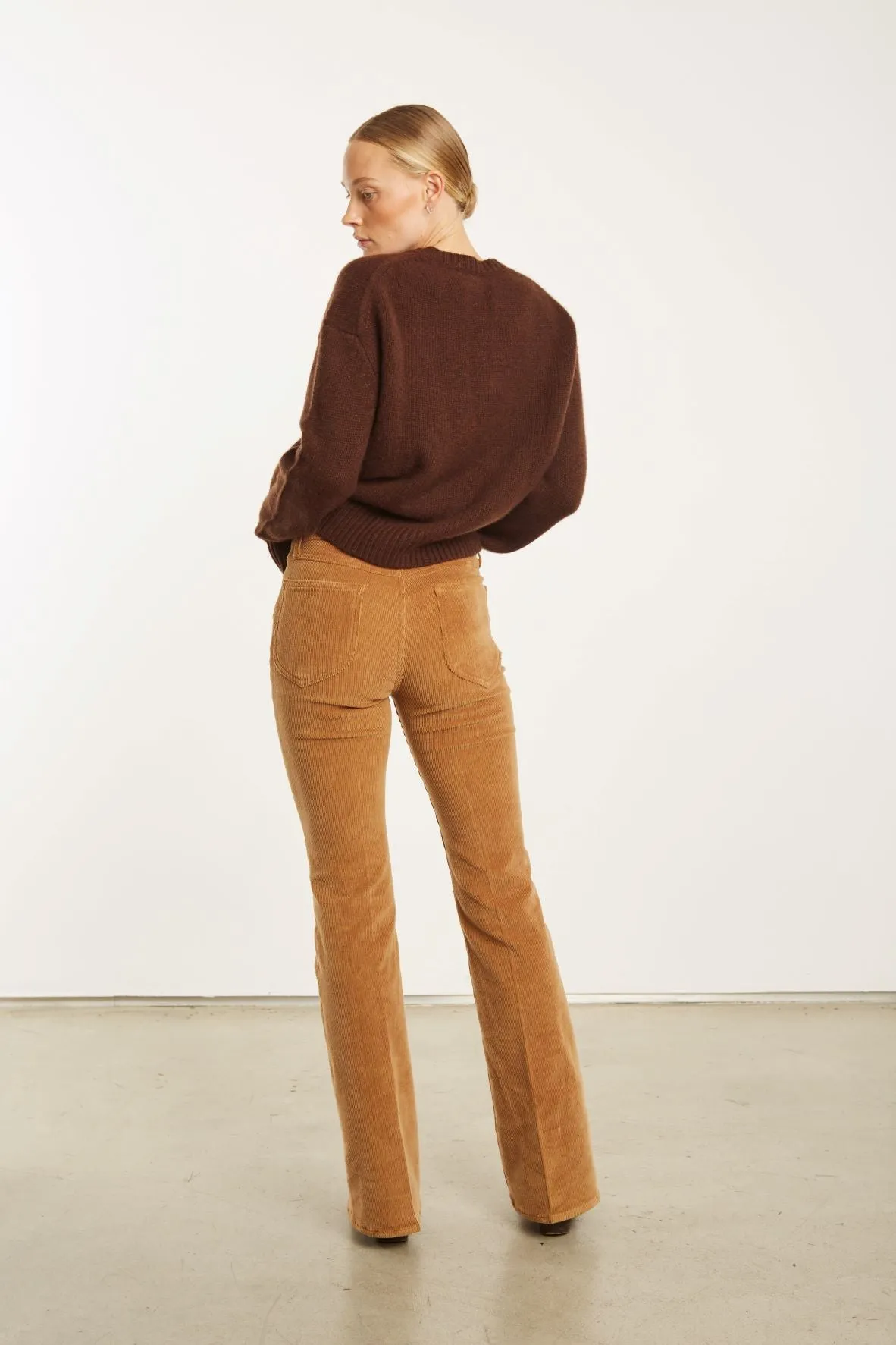 Camel Corduroy Micro Flare Pants