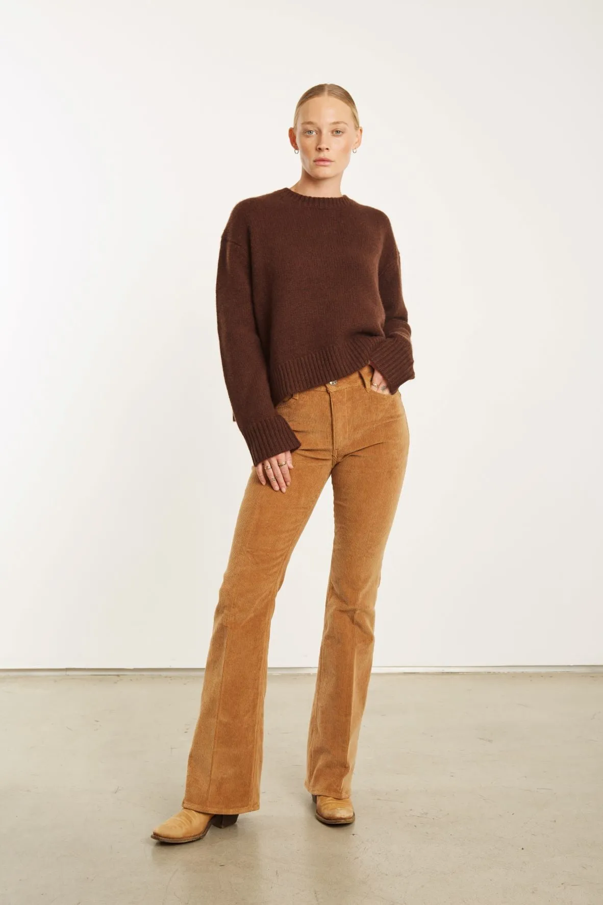 Camel Corduroy Micro Flare Pants