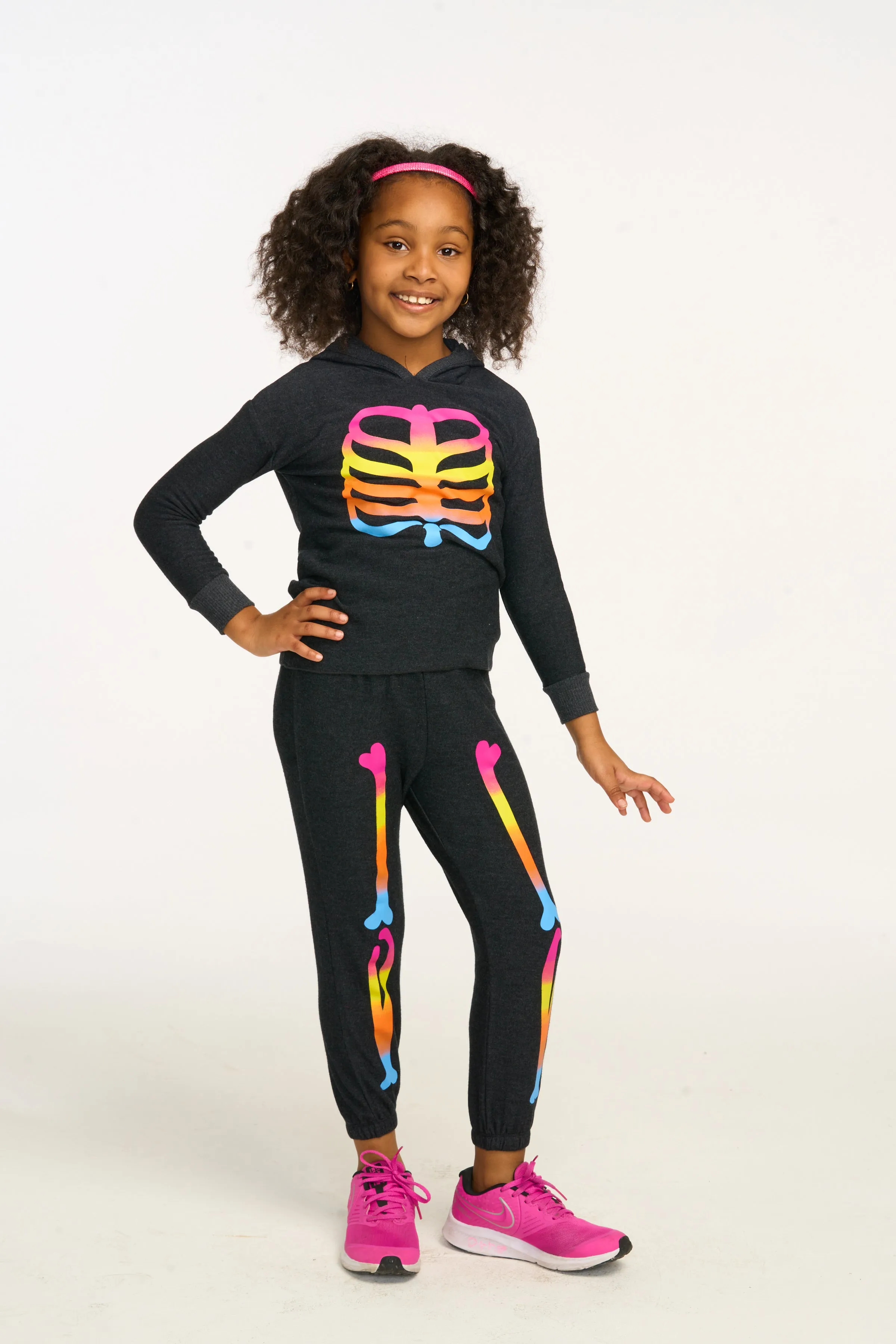 Chaser Rainbow Skeleton Pullover Hi/Lo Hoodie