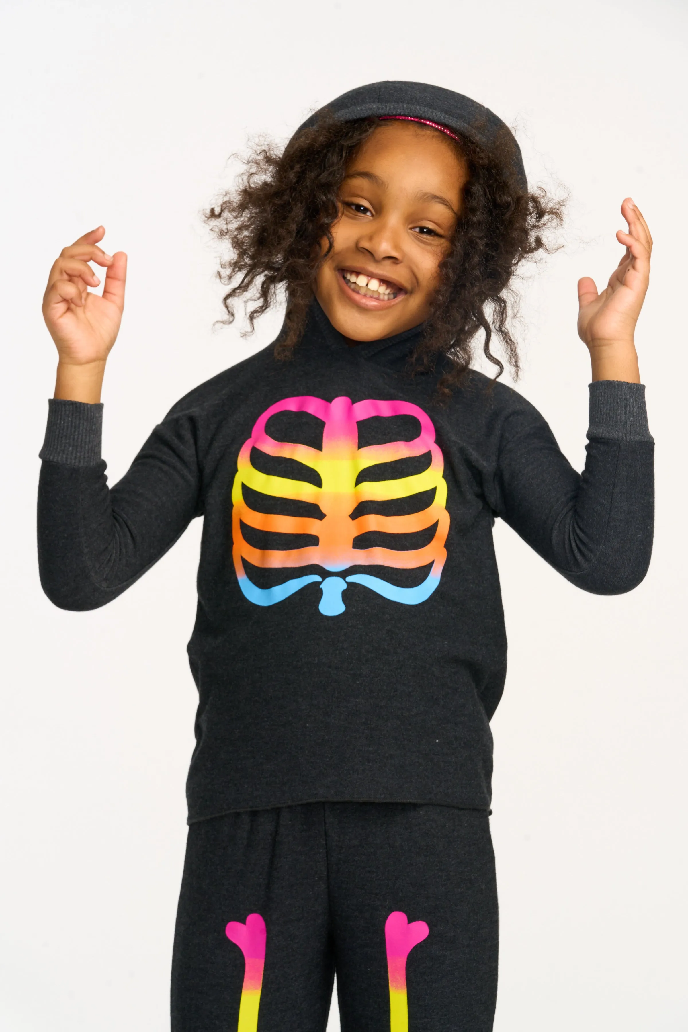 Chaser Rainbow Skeleton Pullover Hi/Lo Hoodie