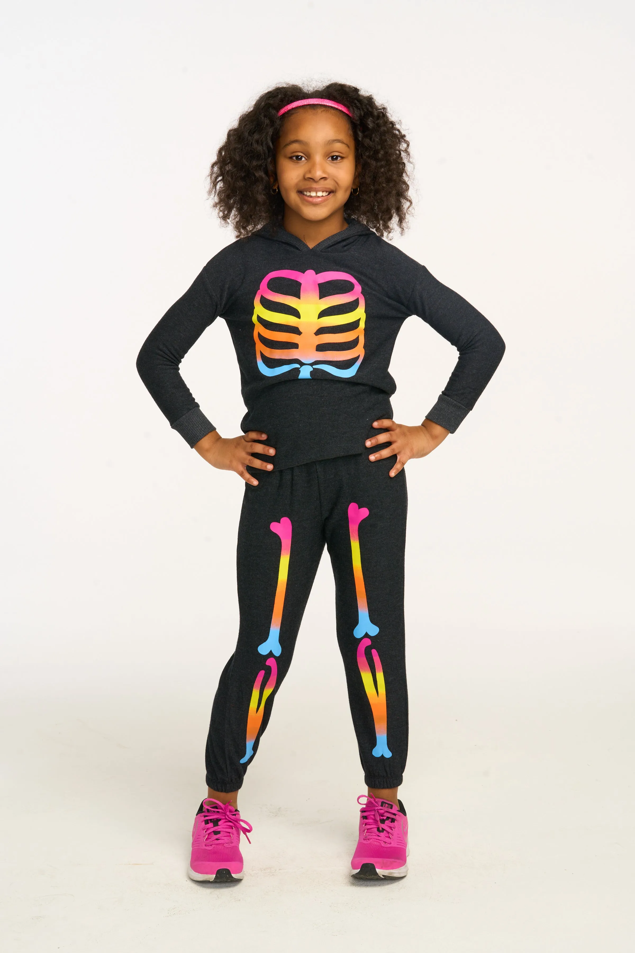 Chaser Rainbow Skeleton Pullover Hi/Lo Hoodie