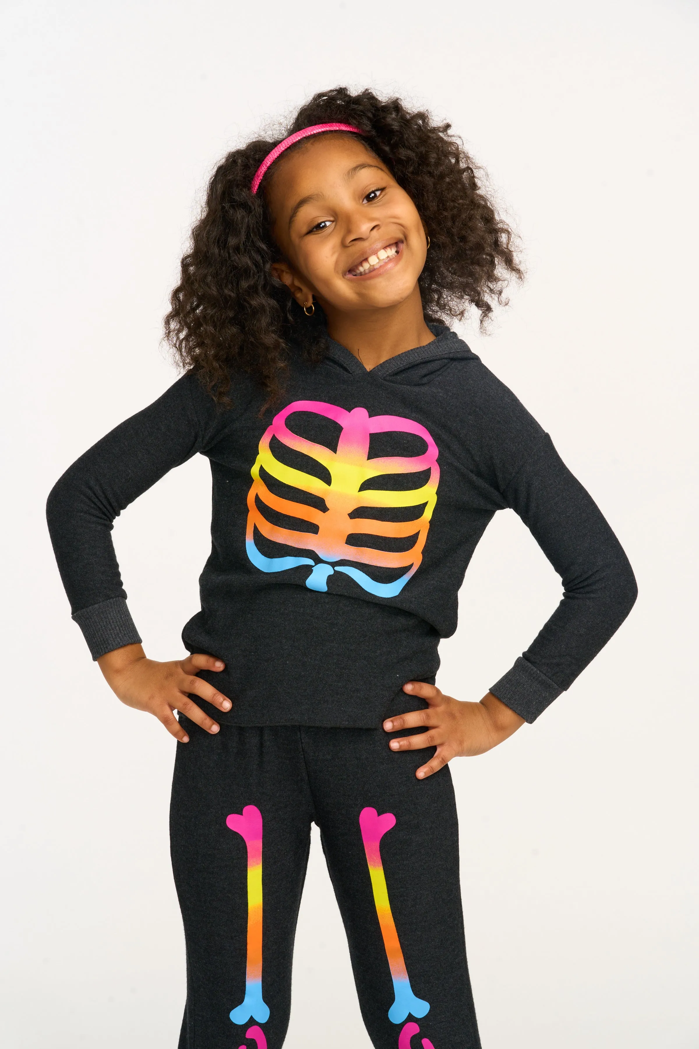 Chaser Rainbow Skeleton Pullover Hi/Lo Hoodie