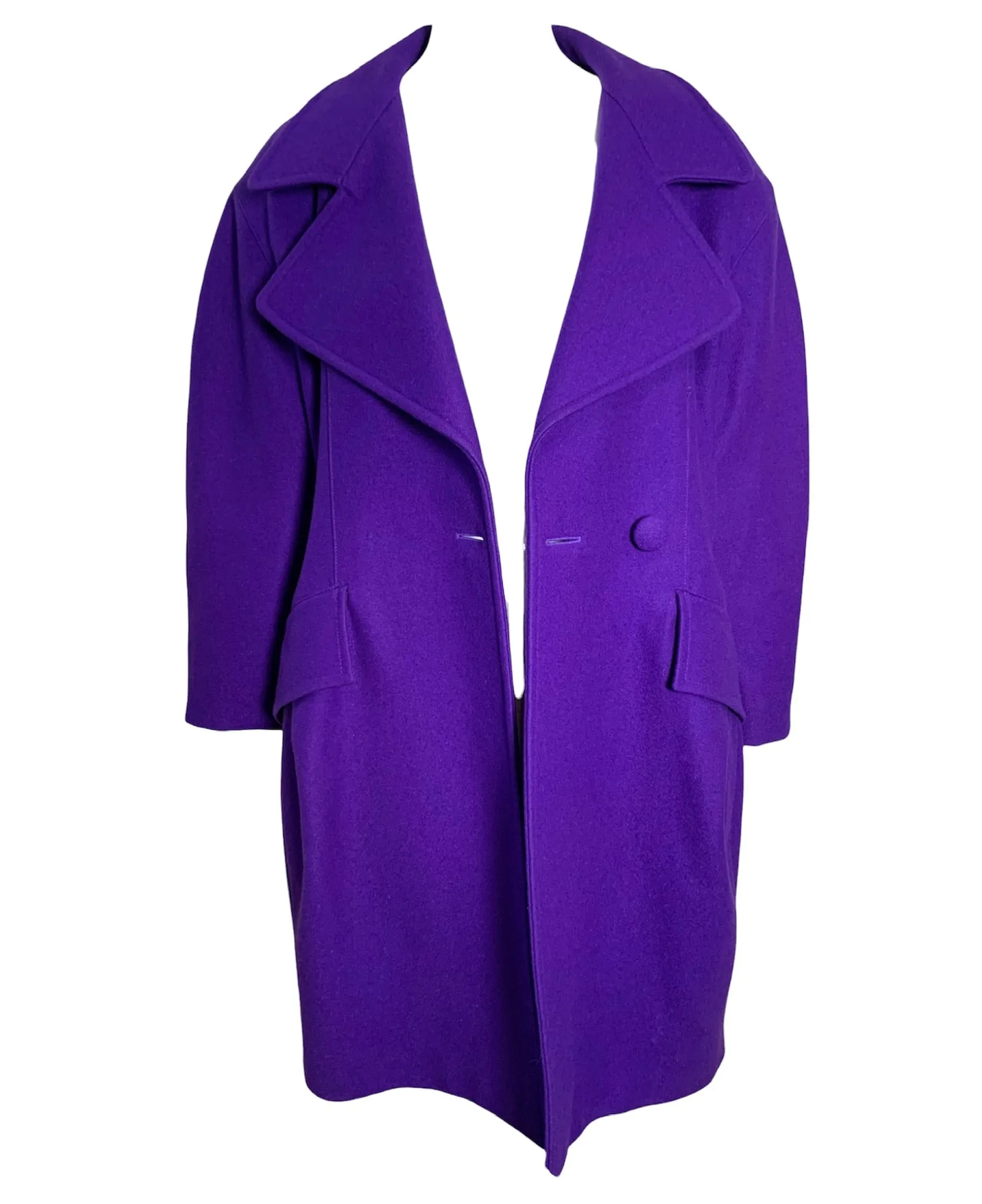 Christian Lacroix 90s Exaggerated Silhouette Purple Wool Coat