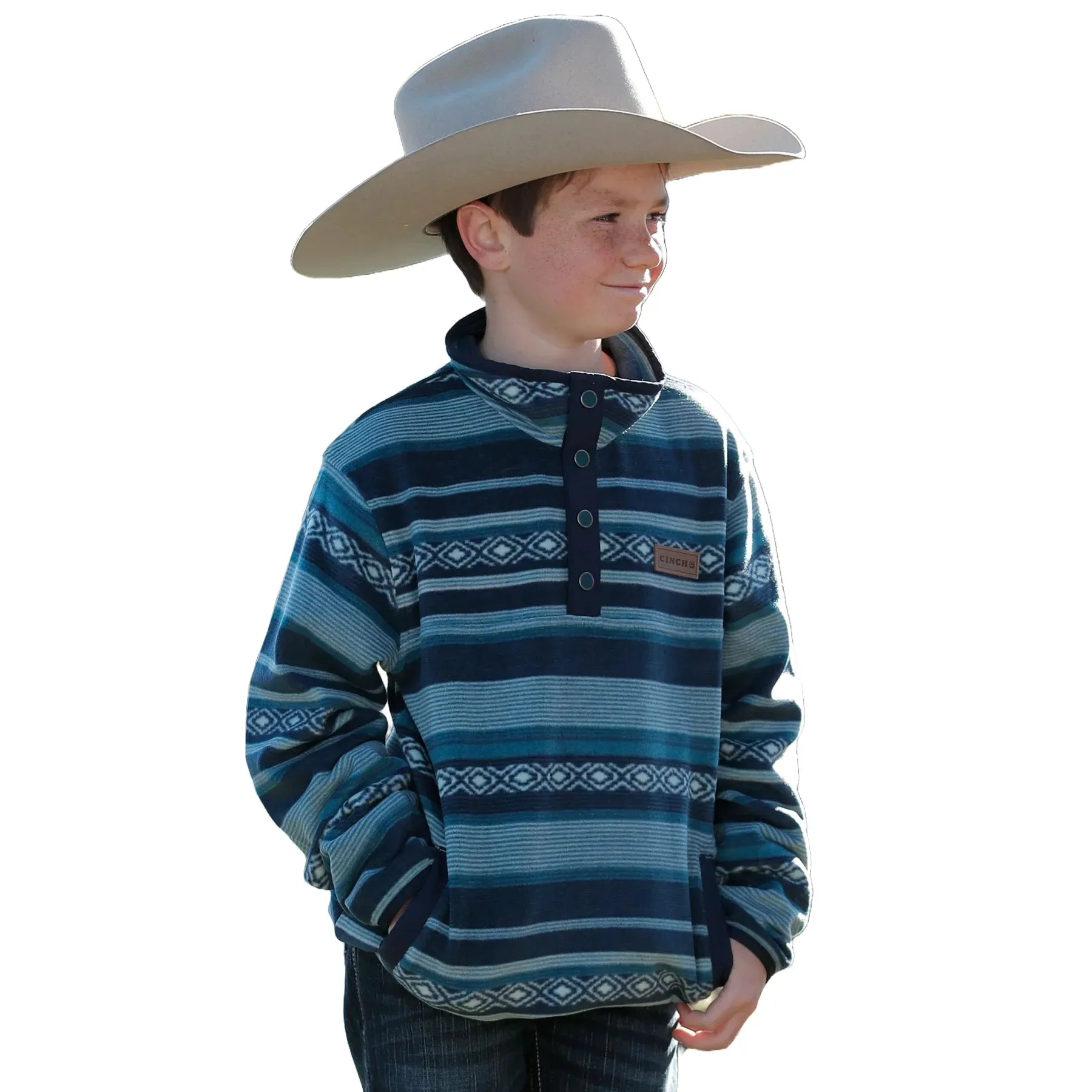 Cinch Boys' Green Printed Pullover