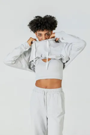 CloudFleece™ Cropped Pullover Hoodie-Lt Flecked Grey