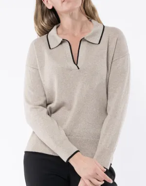 Collared Pullover Almond Lurex