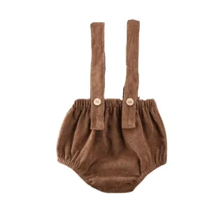 CORDUROY SUSPENDER BLOOMERS - Fawn Brown