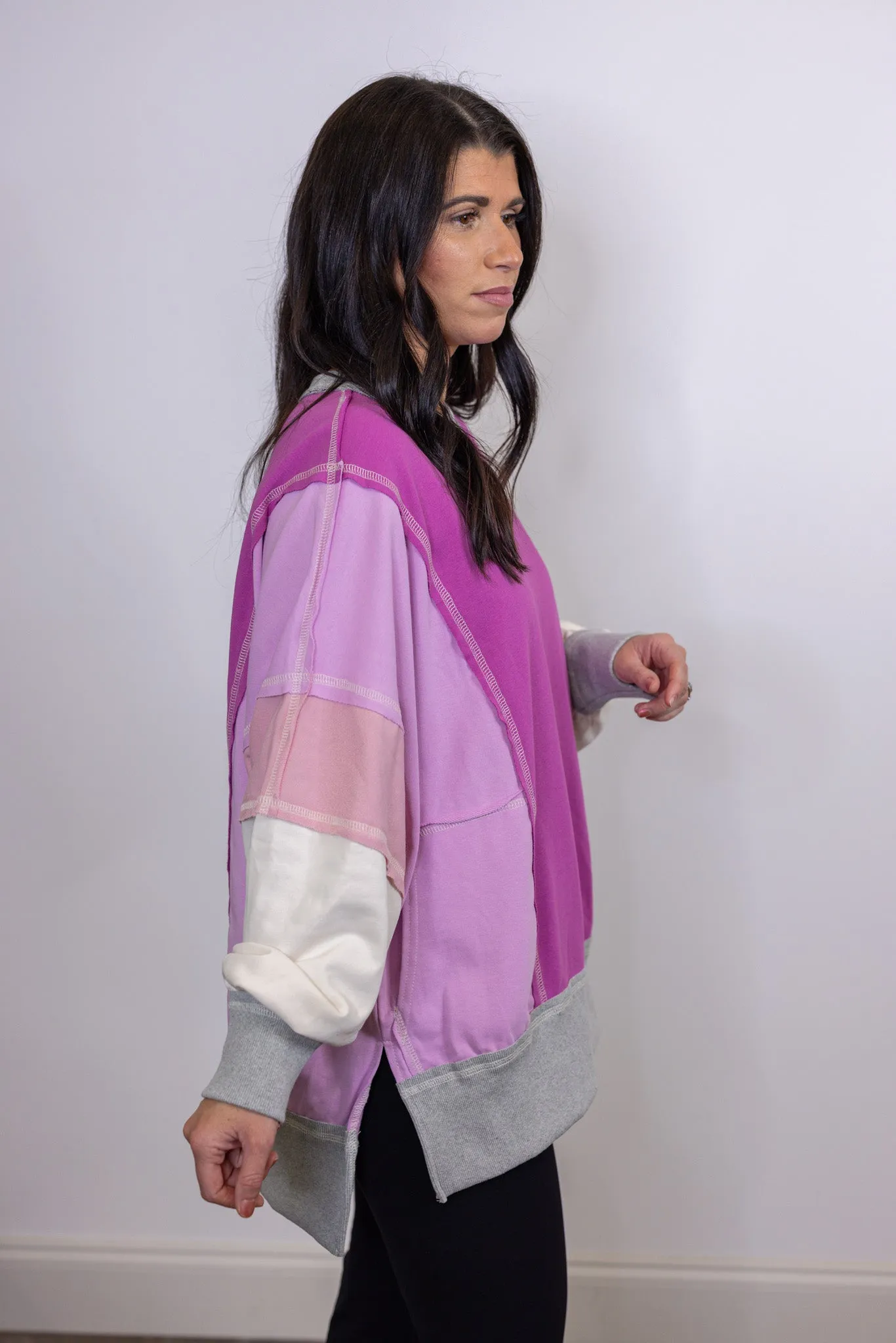 Cozy Trends Magenta Colorblock Pullover