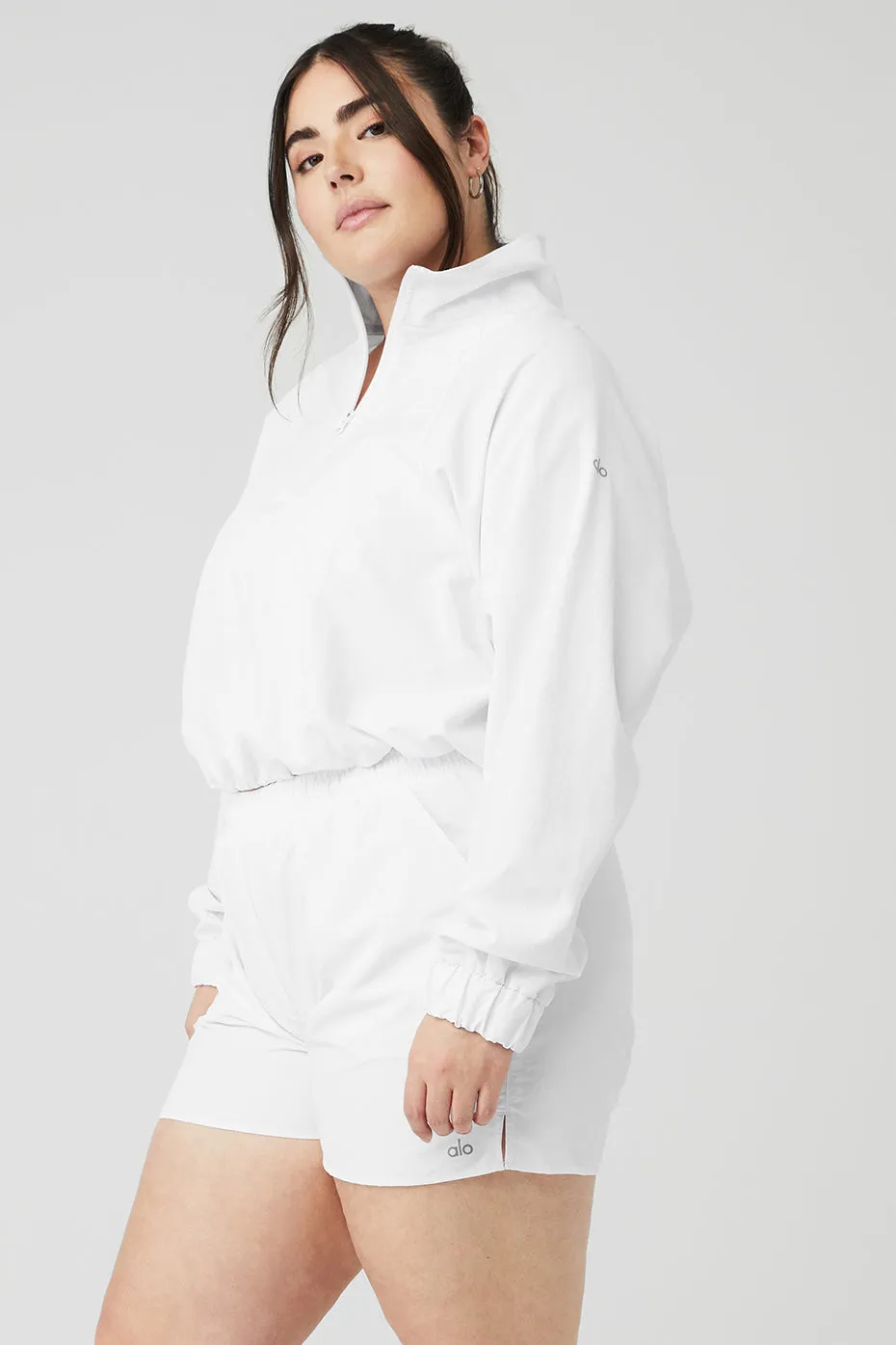 Cropped 1/4 Zip Alumni Pullover - White