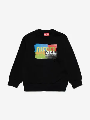 Diesel Kids Logo Print Sweatshirt in Black