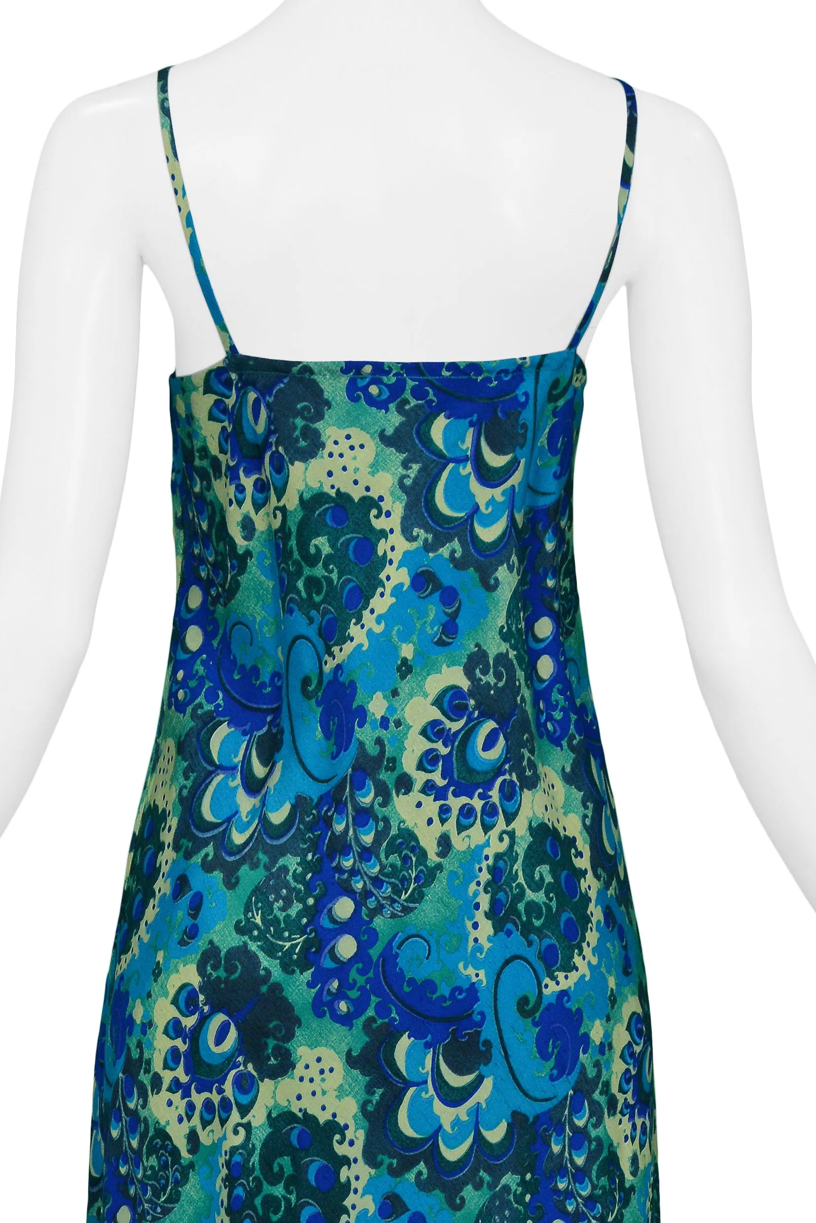 DRIES BLUE & GREEN FLORAL SLIP DRESS 1997