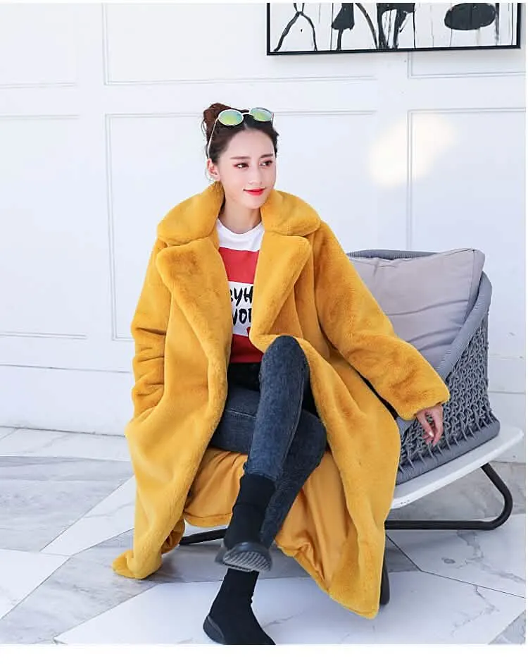 Elegant Plush Faux Rabbit Fur Women's Winter Jacket - 2022 Collection