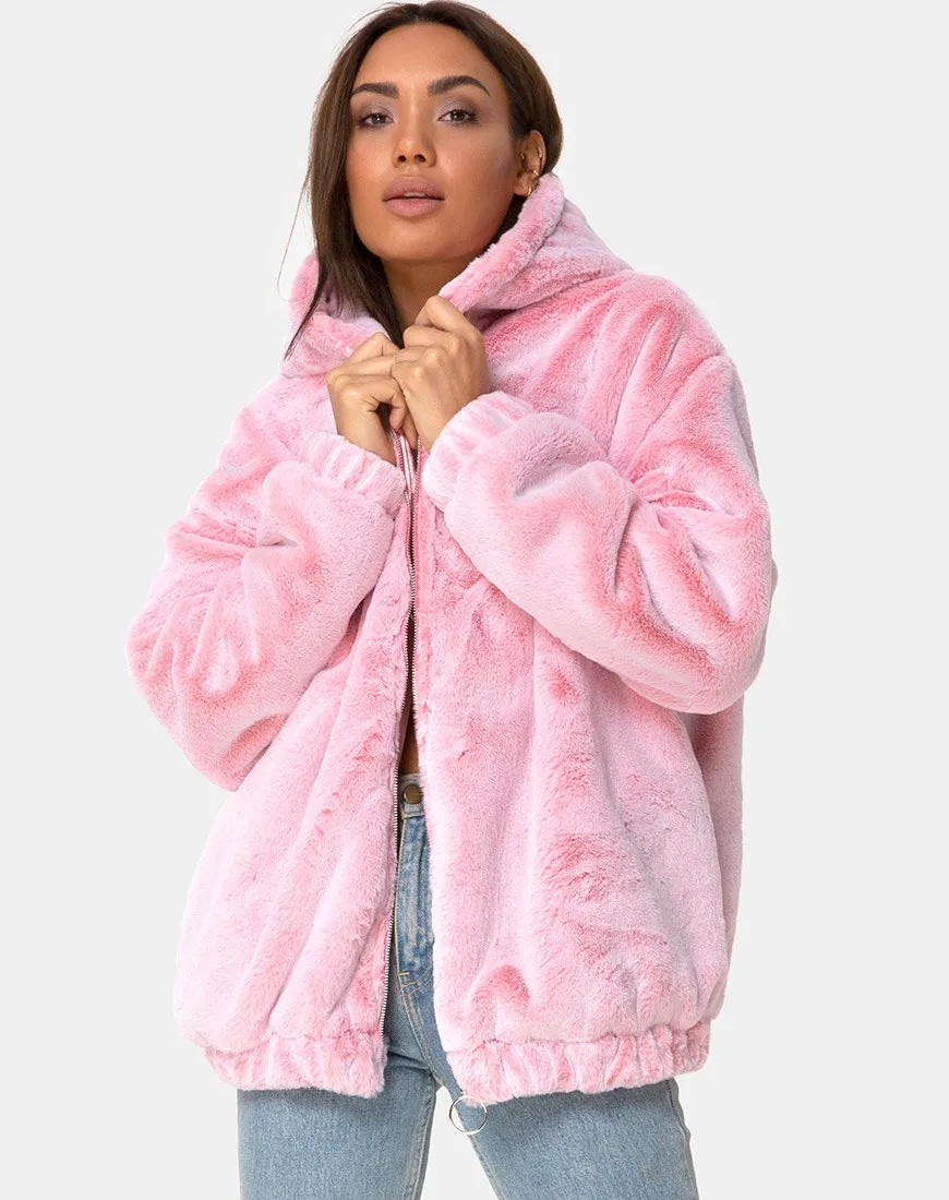 Emerson Jacket in Faux Fur Pink