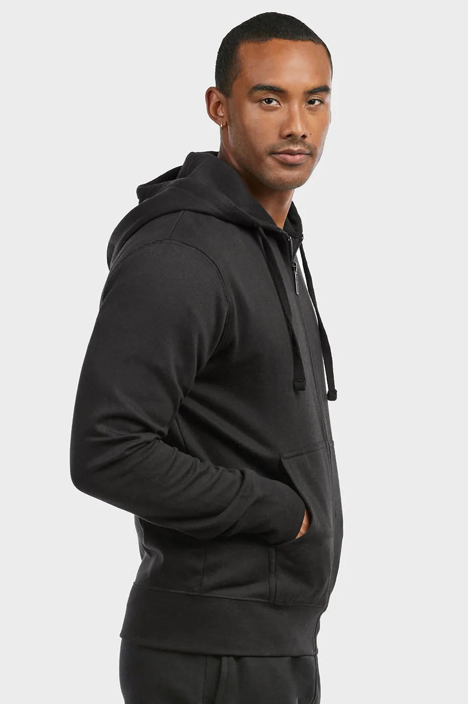 ET TU MEN'S LIGHTWEIGHT FLEECE ZIPPER HOODIE (HD2020E_BLACK)