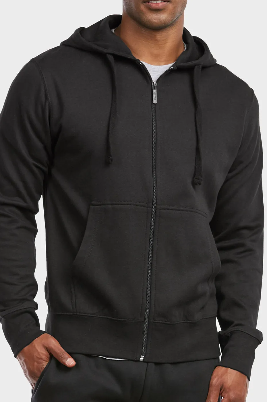 ET TU MEN'S LIGHTWEIGHT FLEECE ZIPPER HOODIE (HD2020E_BLACK)