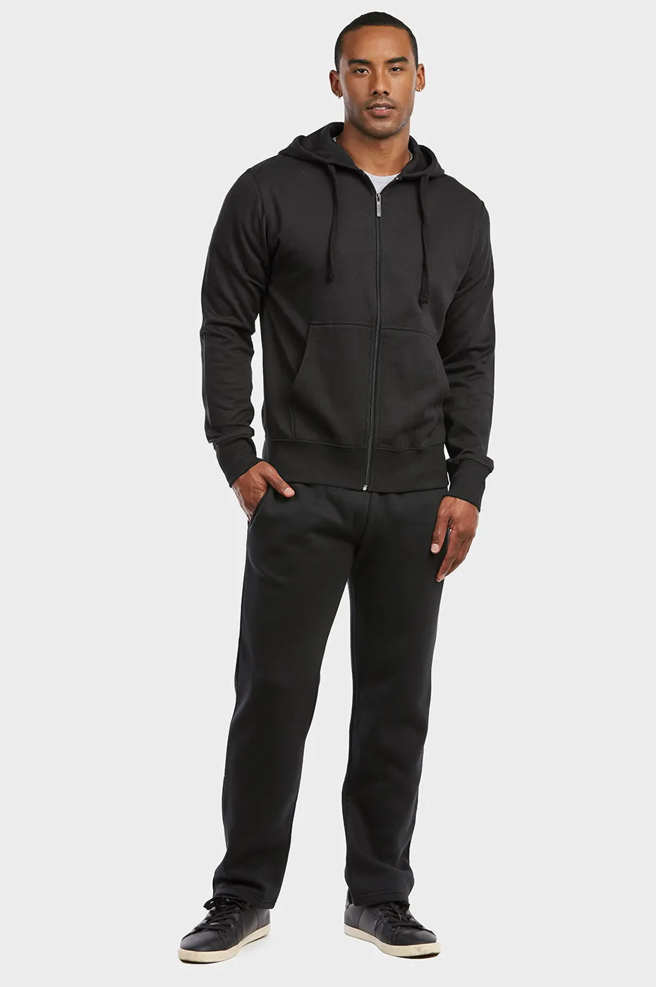 ET TU MEN'S LIGHTWEIGHT FLEECE ZIPPER HOODIE (HD2020E_BLACK)