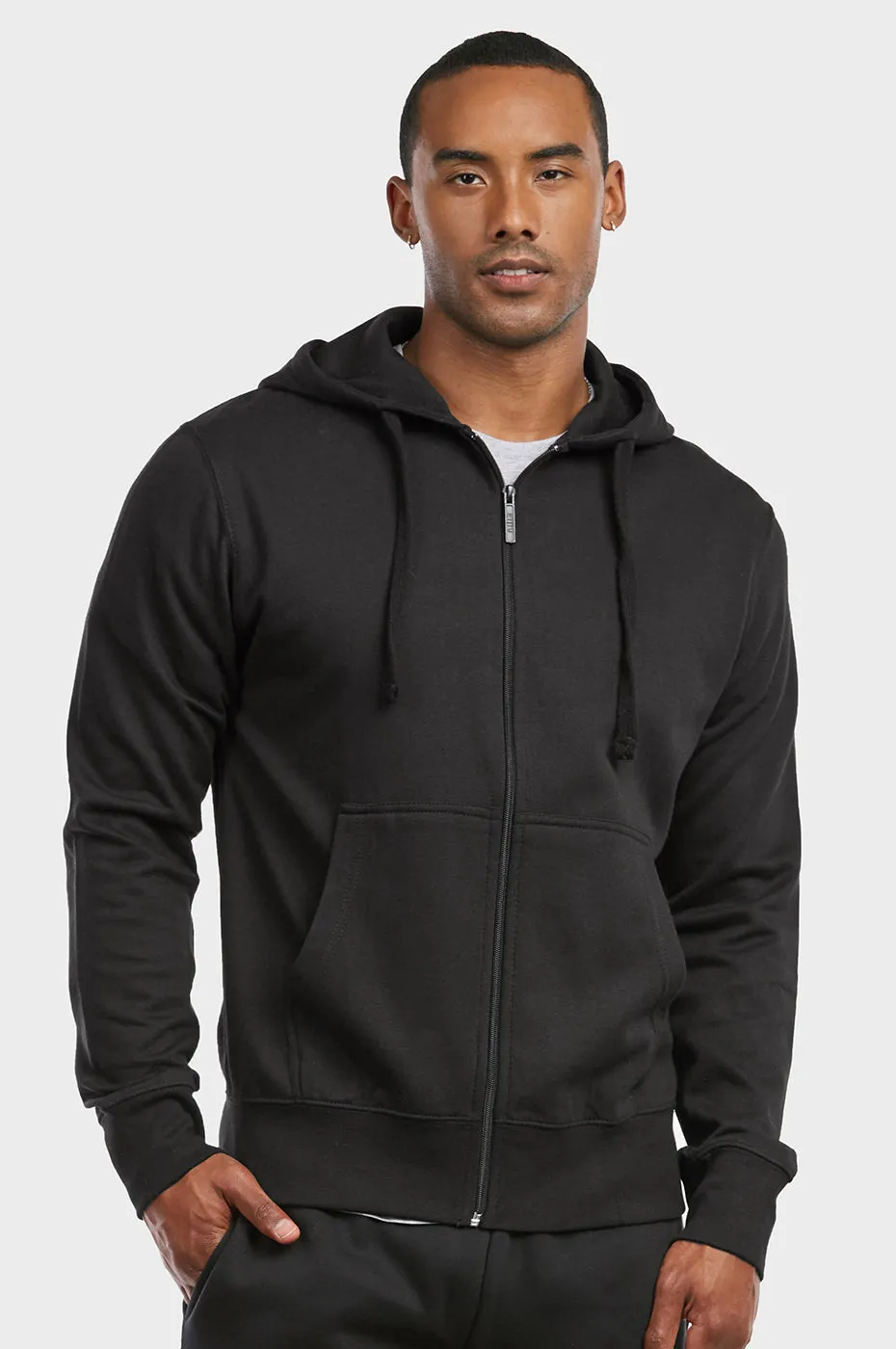 ET TU MEN'S LIGHTWEIGHT FLEECE ZIPPER HOODIE (HD2020E_BLACK)