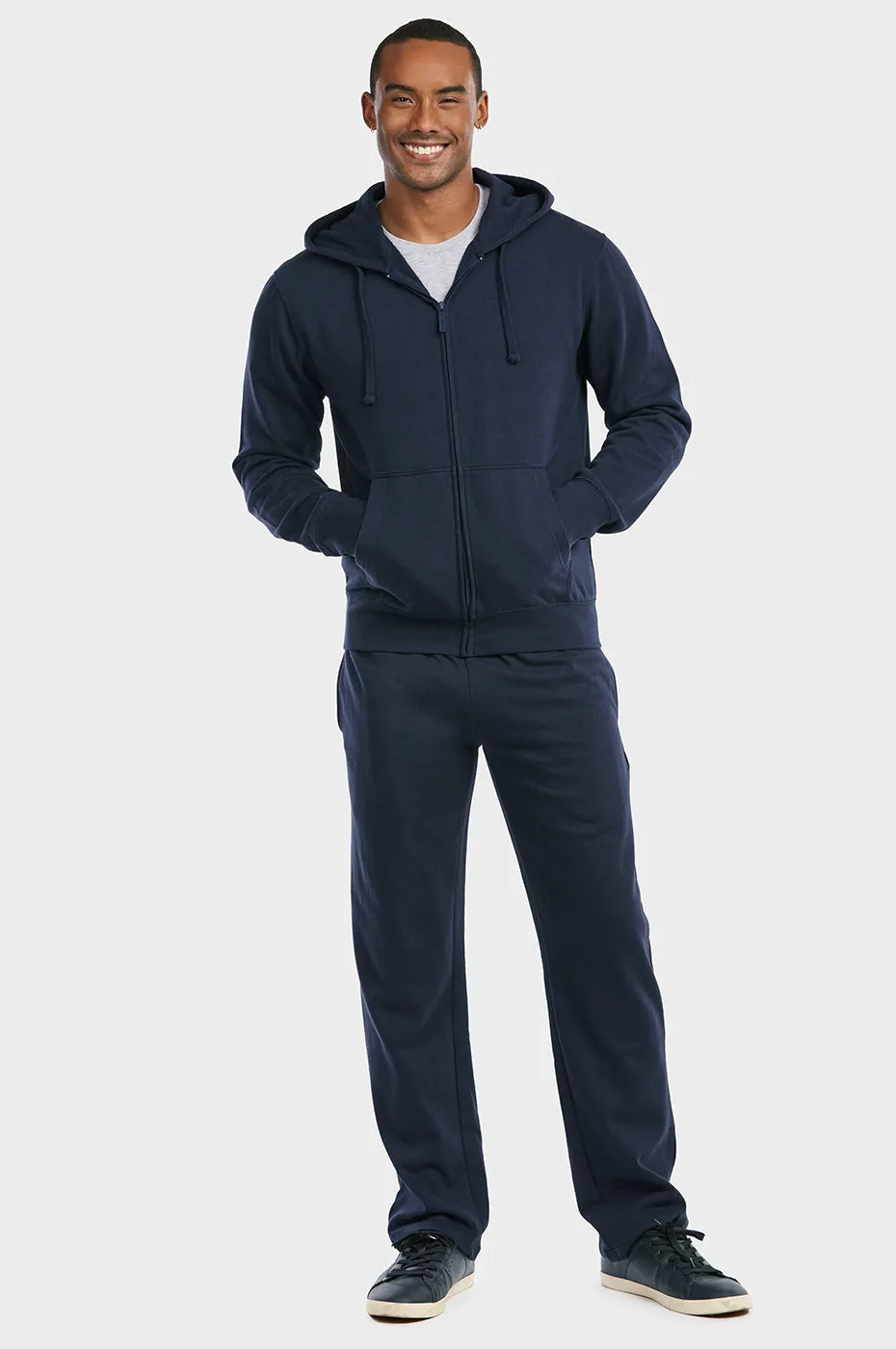 ET TU MEN'S LIGHTWEIGHT FLEECE ZIPPER HOODIE (HD2020E_NAVY)