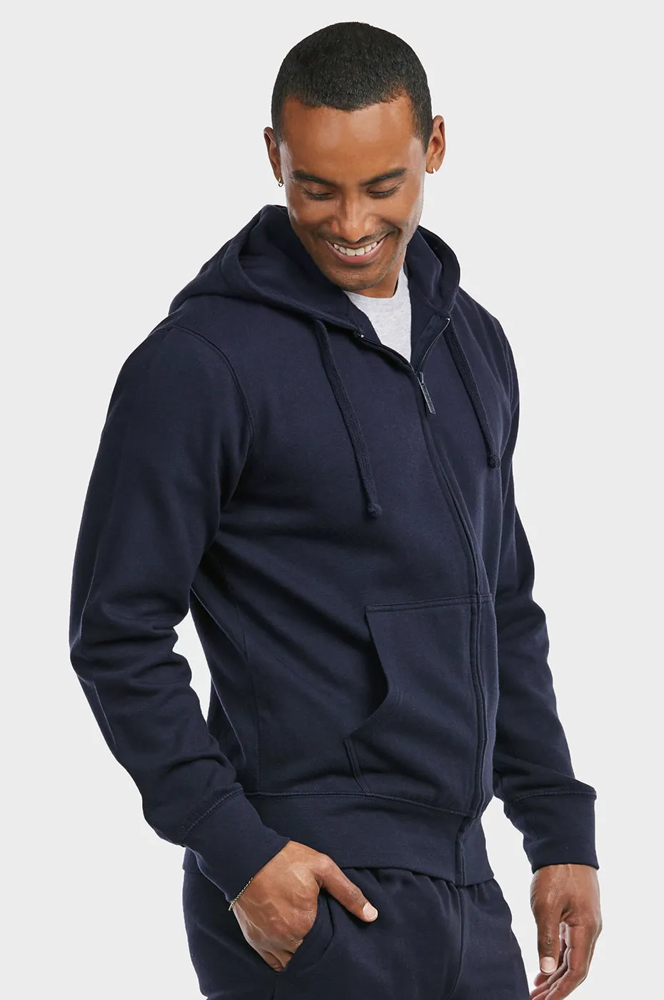 ET TU MEN'S LIGHTWEIGHT FLEECE ZIPPER HOODIE (HD2020E_NAVY)